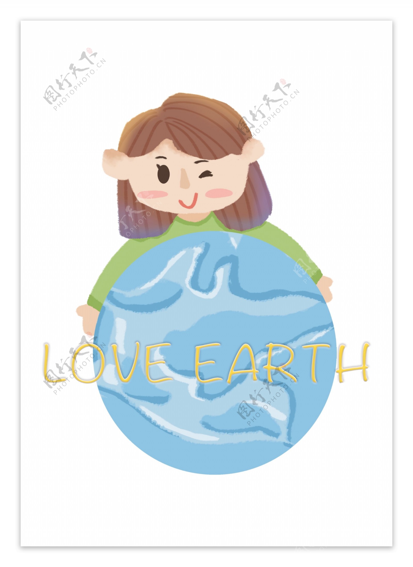 世界地球日小女孩人物爱护地球