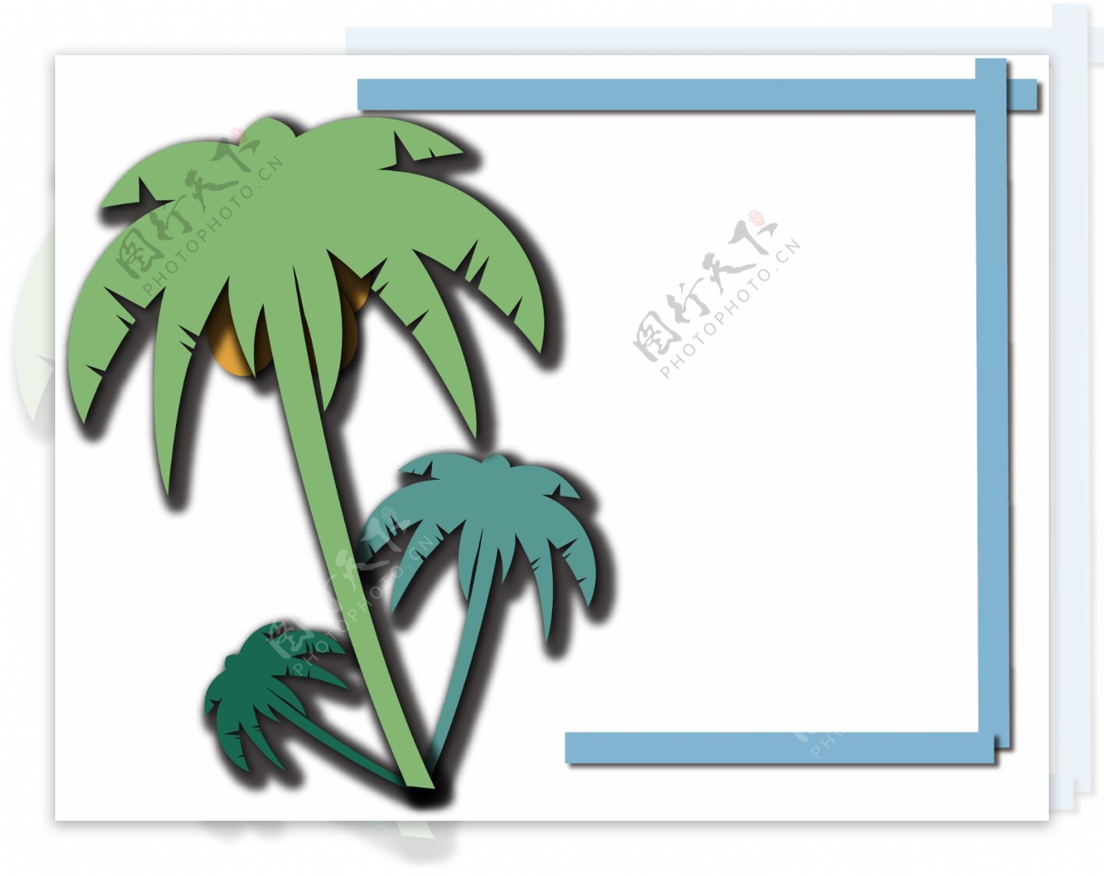 边框创意可爱元素效果卡通对话框椰树