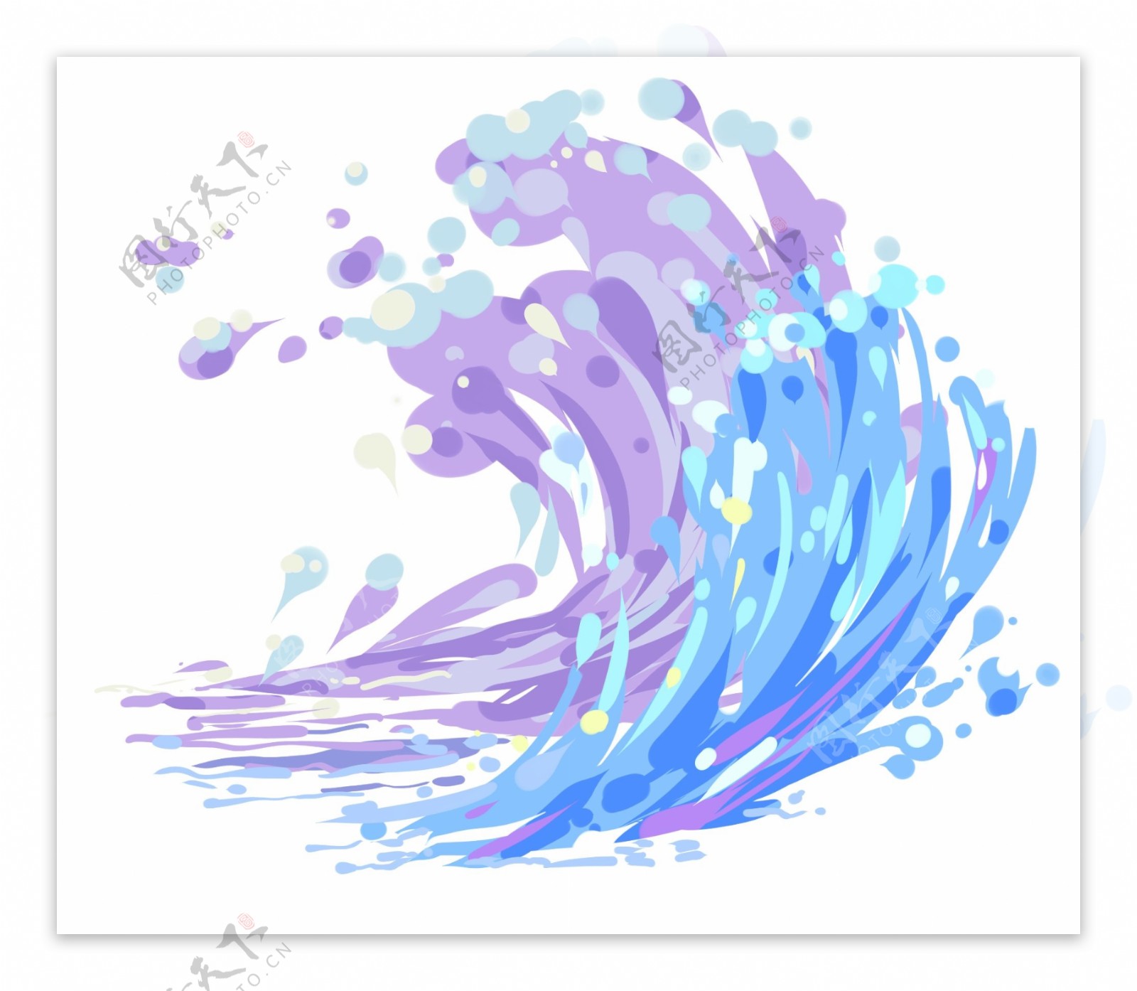 蓝色海浪形状免抠小元素