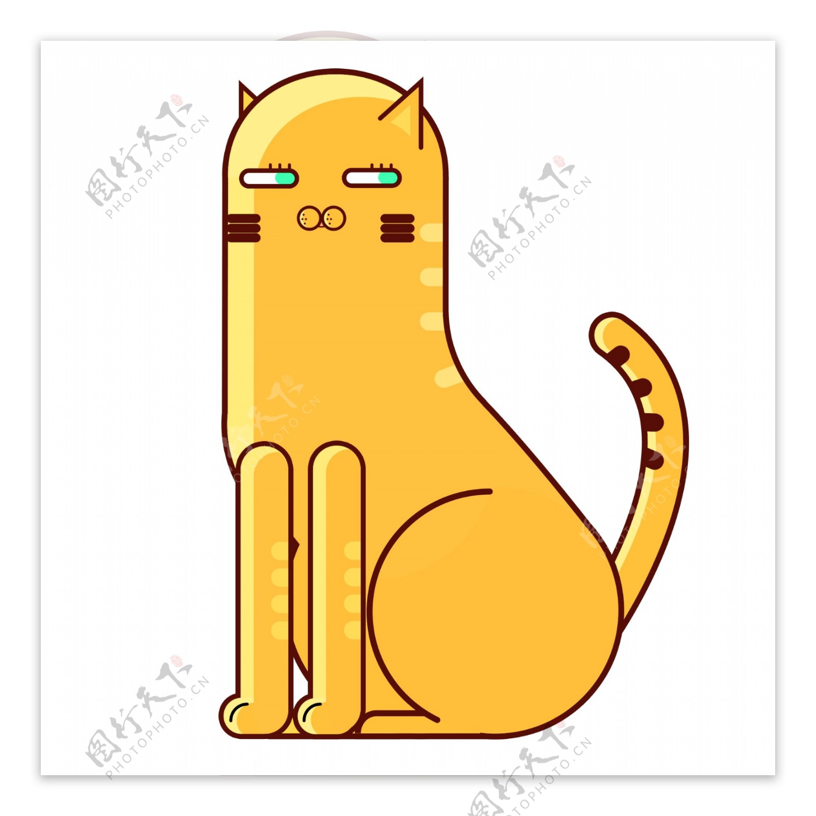 可爱黄色猫咪卡通png素材