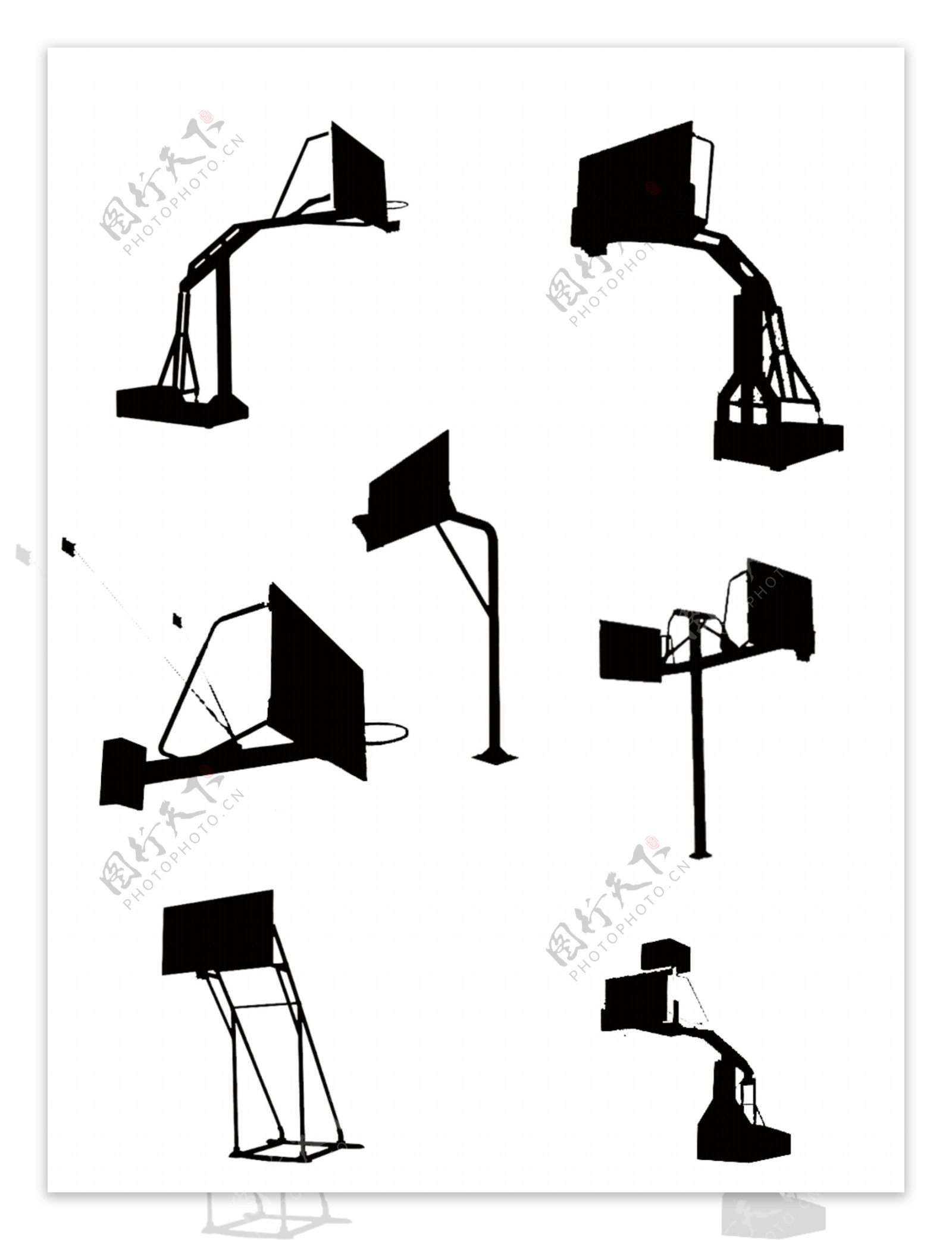 运动器材篮球框剪影简约黑白