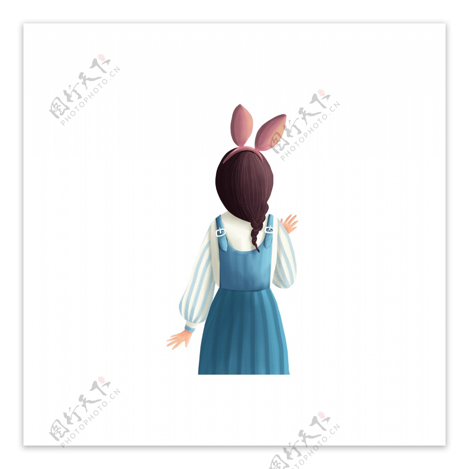 原创文艺兔耳朵女孩元素设计