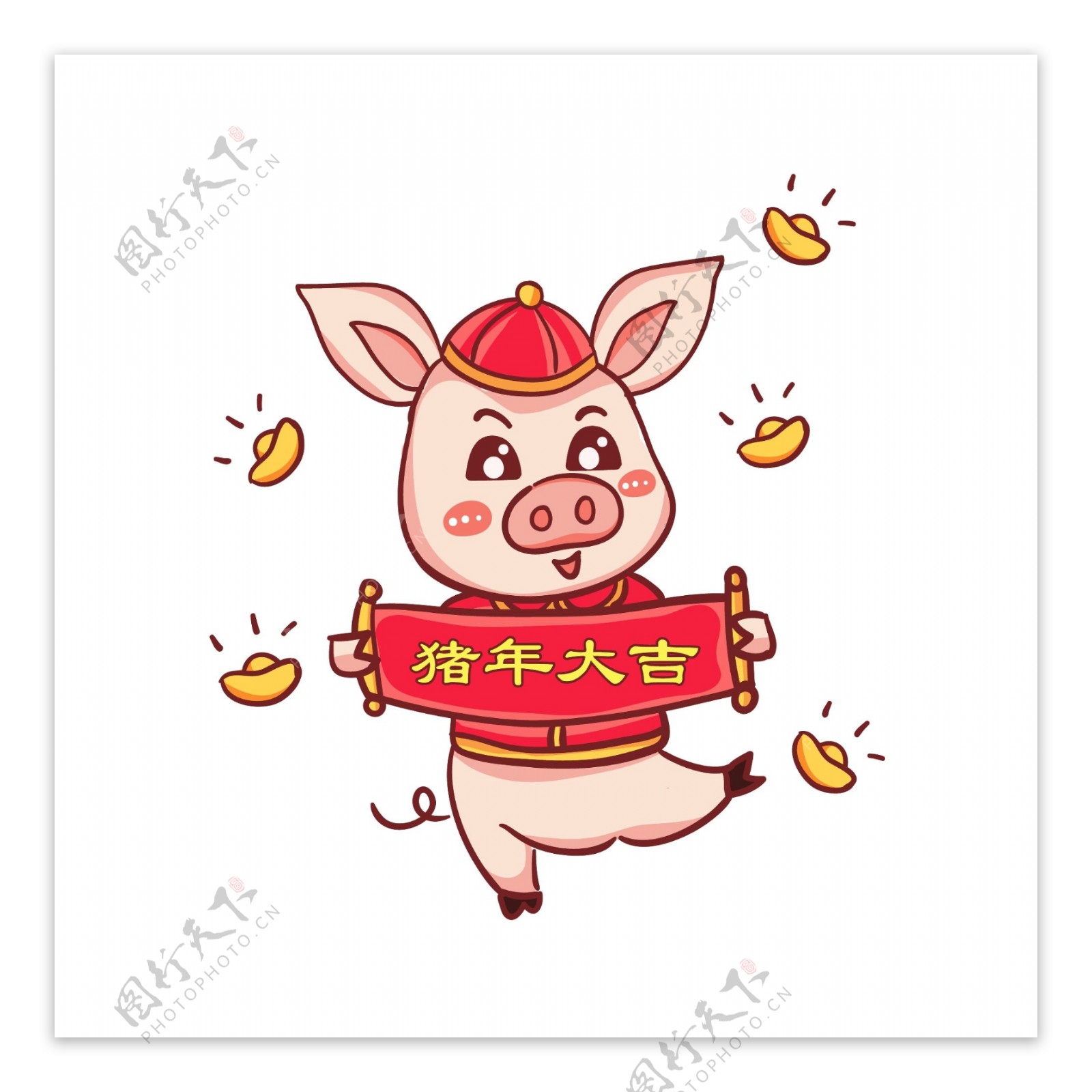 2019春节手绘卡通猪