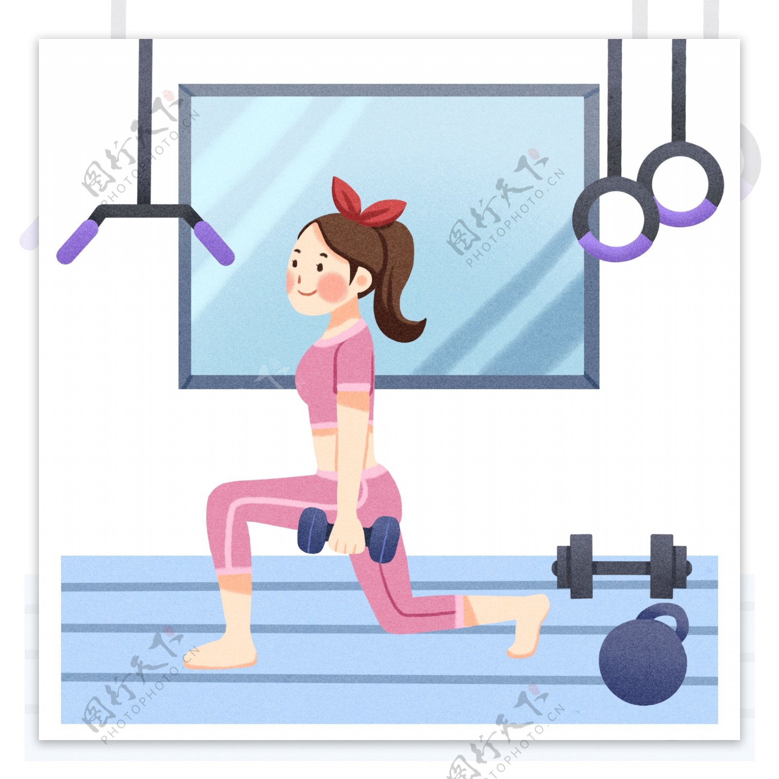 健身房健身器材插画