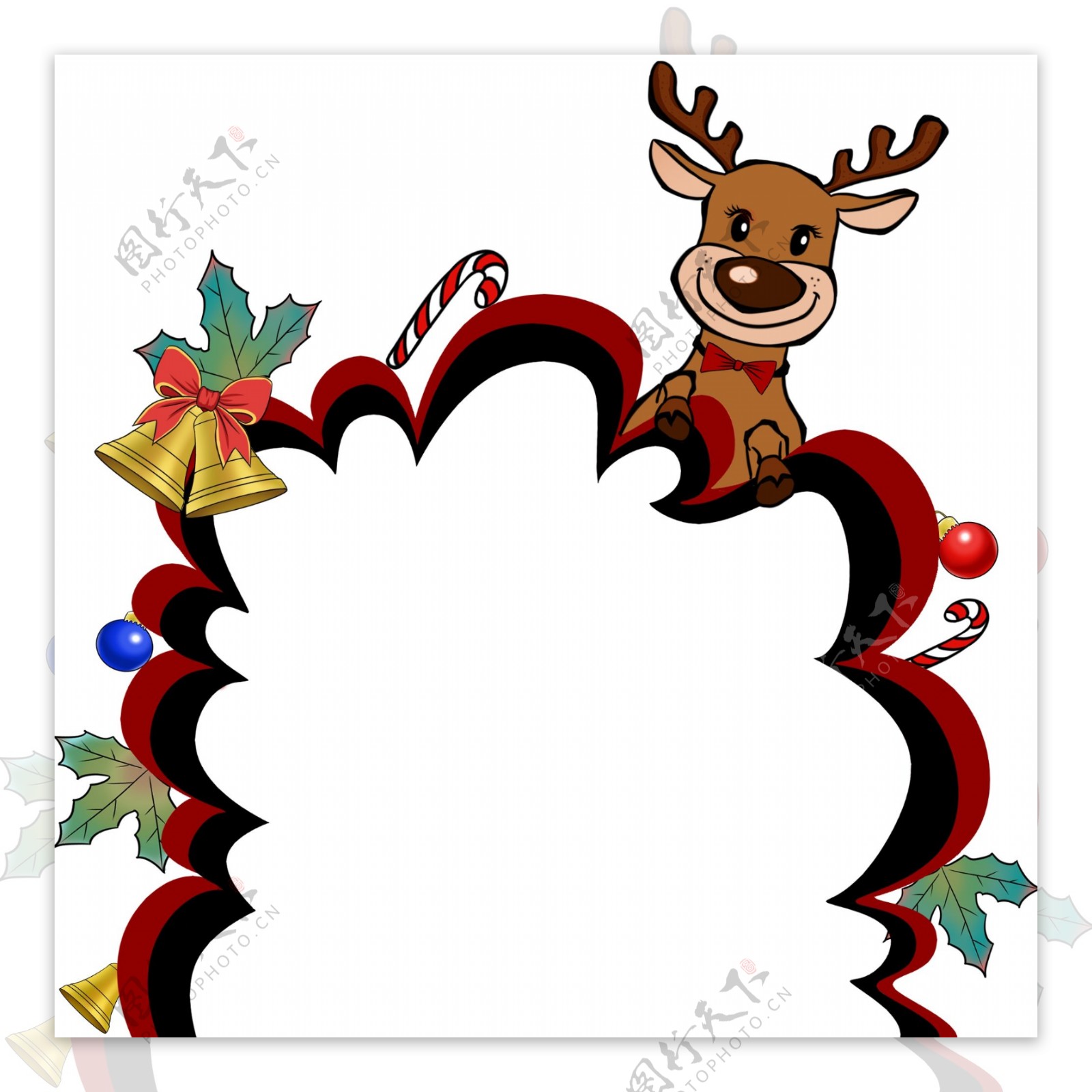 圣诞节的麋鹿铃铛边框