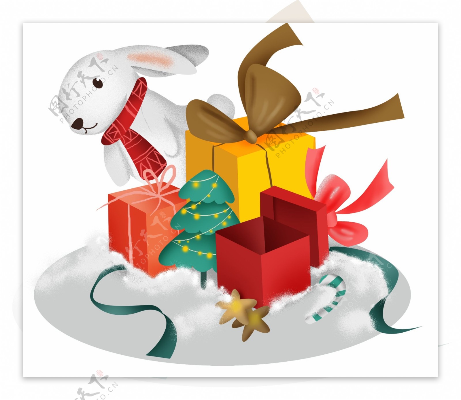 圣诞节礼物和兔子