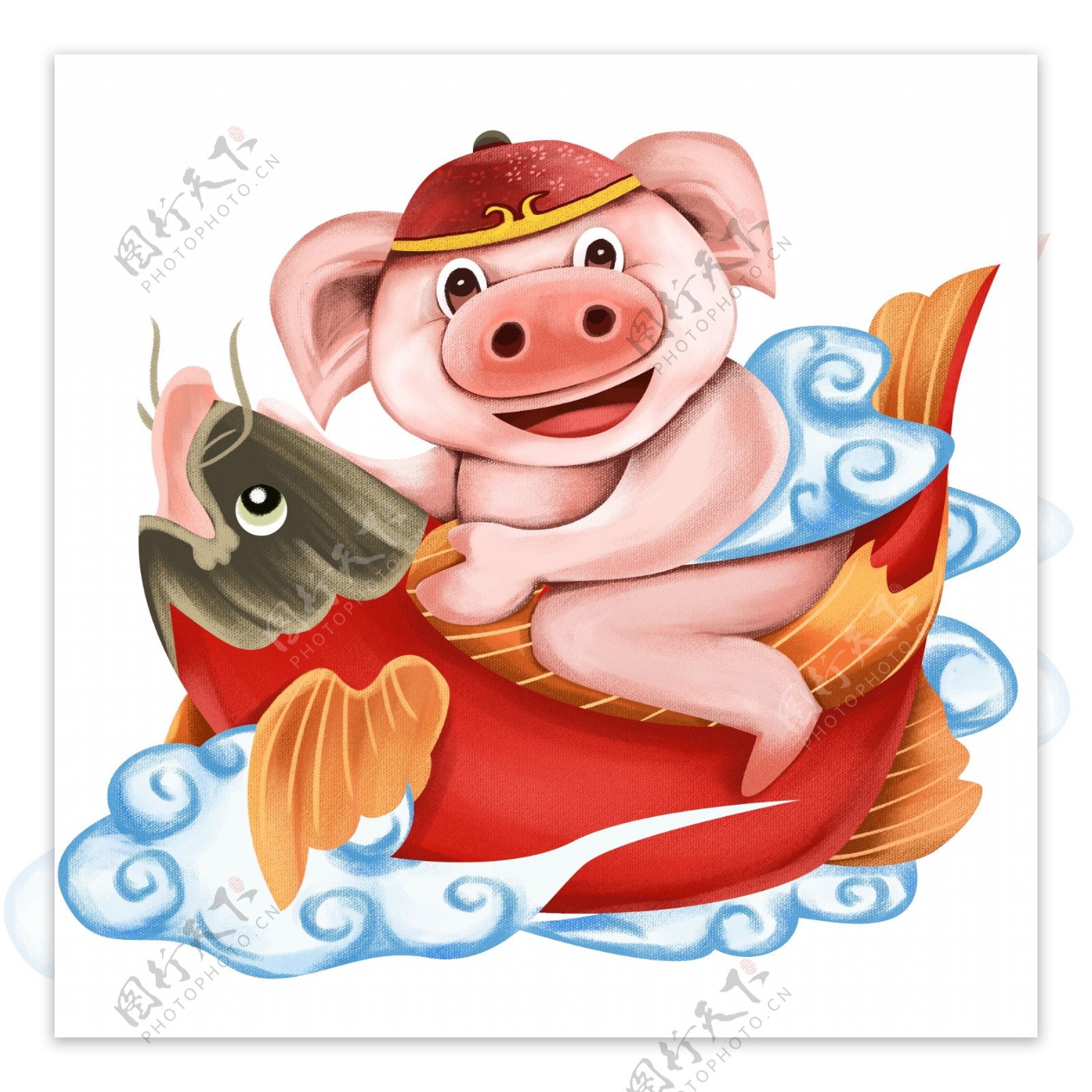 猪年插画中国传统