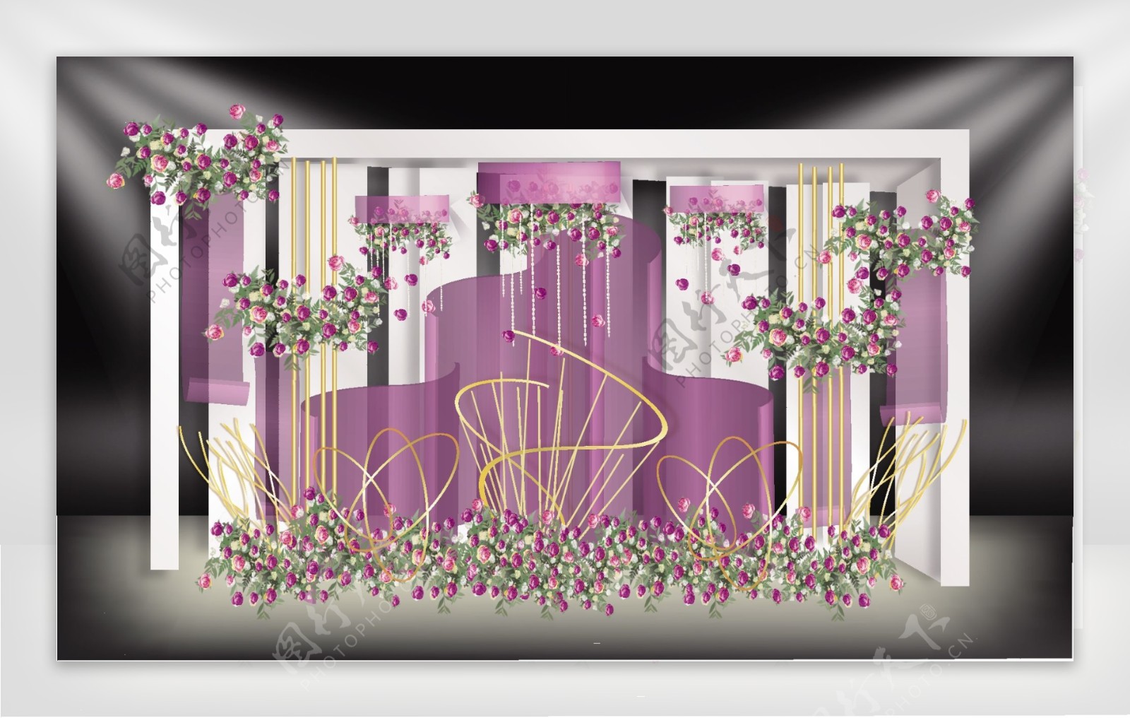 紫色简约婚礼效果图设计