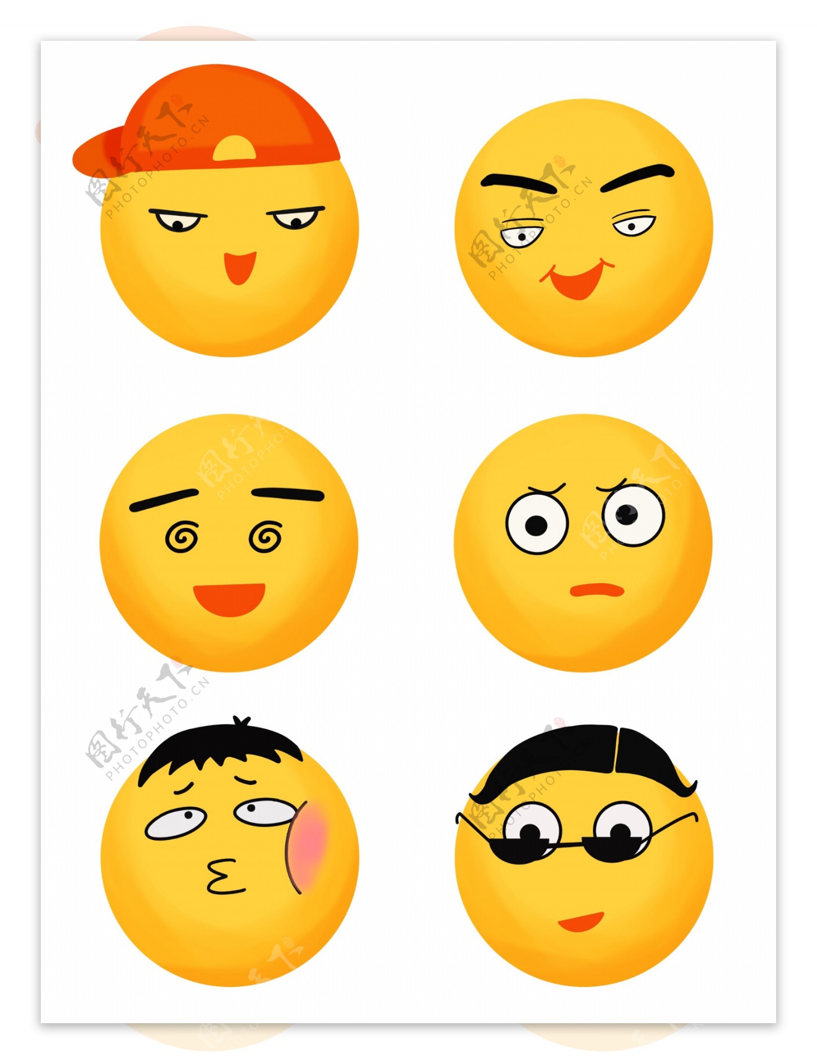 emoji表情包简约卡通黄色脸蛋创意元素