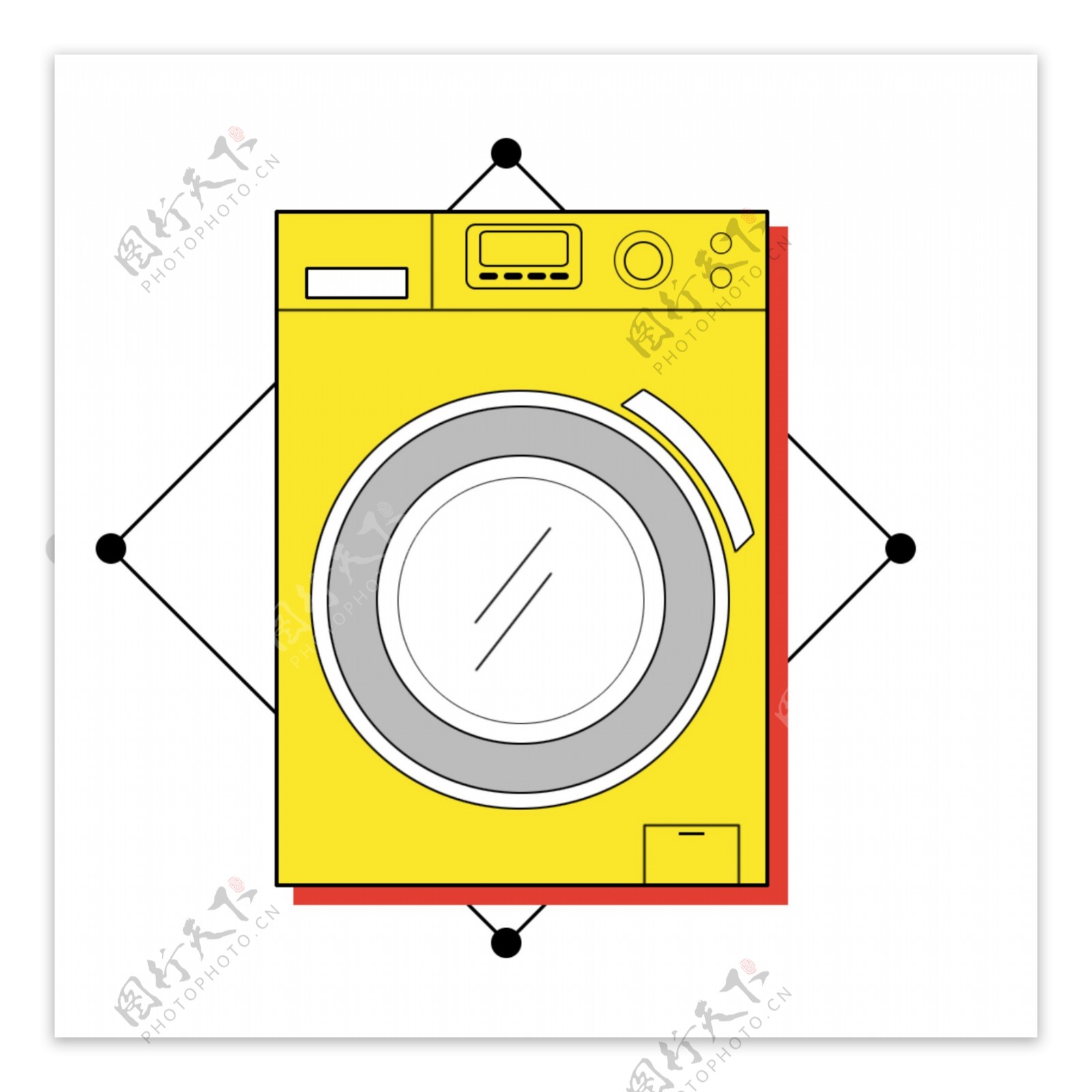 动画黄色洗衣机图案