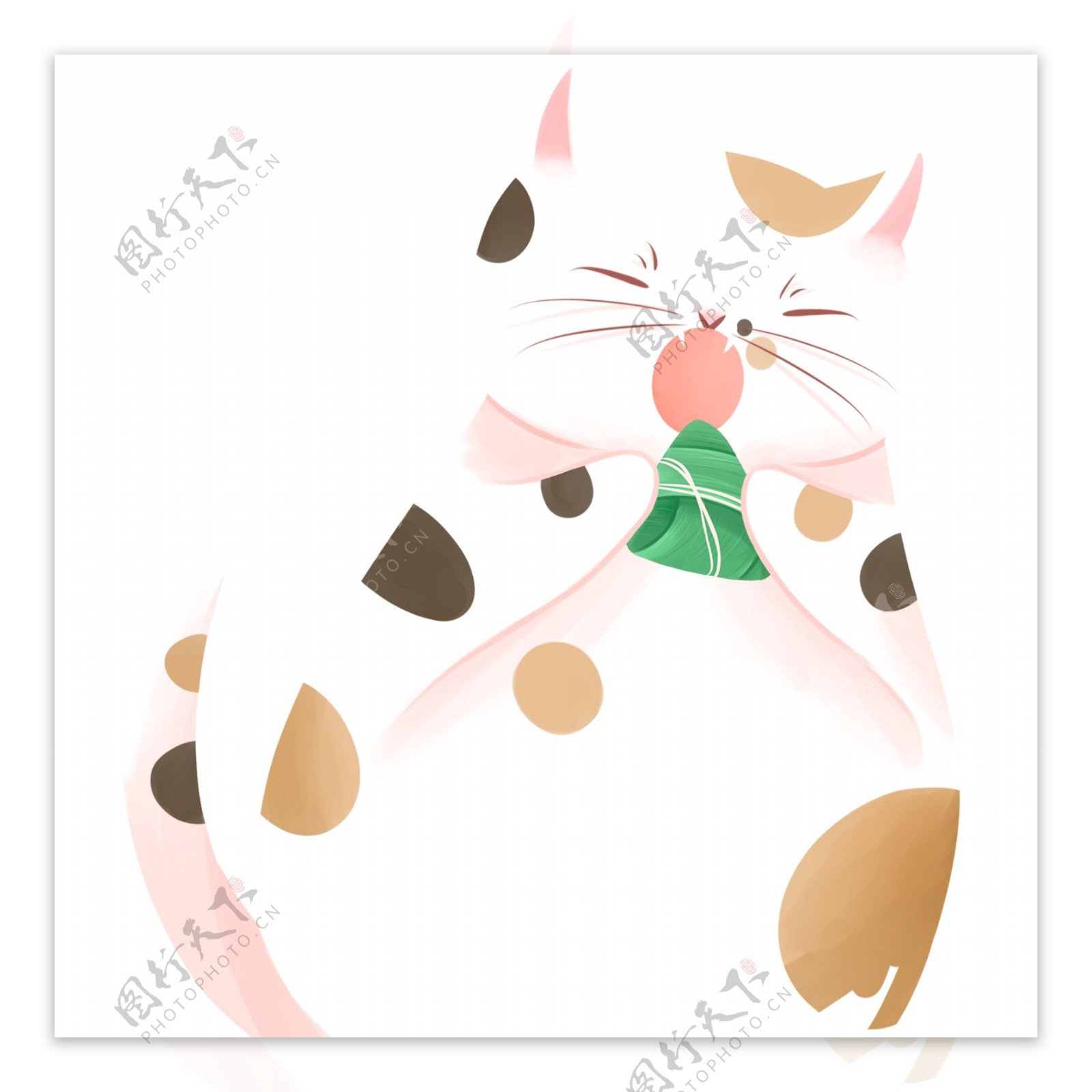 卡通可爱吃粽子的猫咪设计
