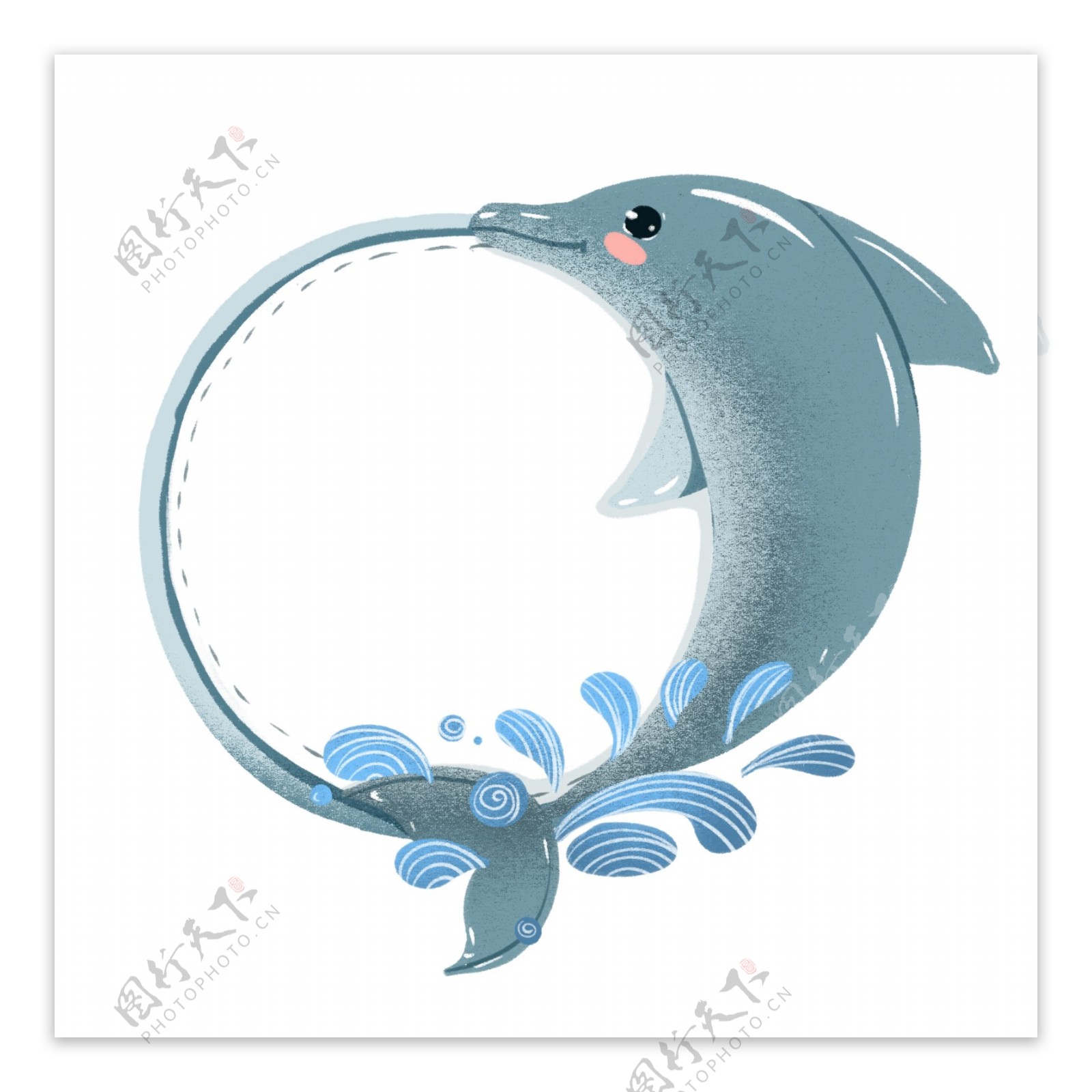 珍惜动物卡通边框海豚