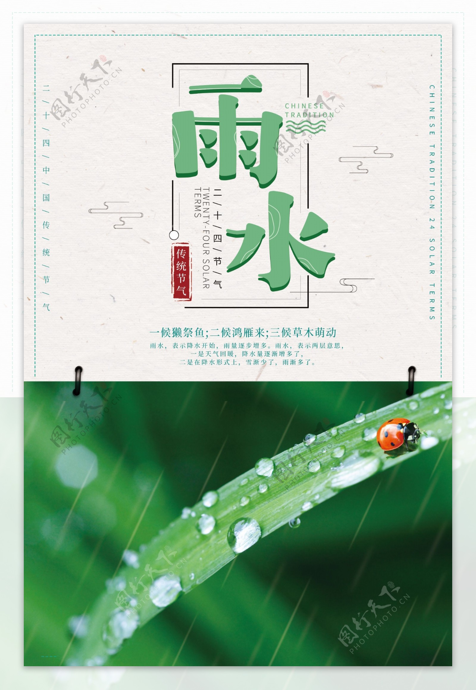 小清新雨水节气海报