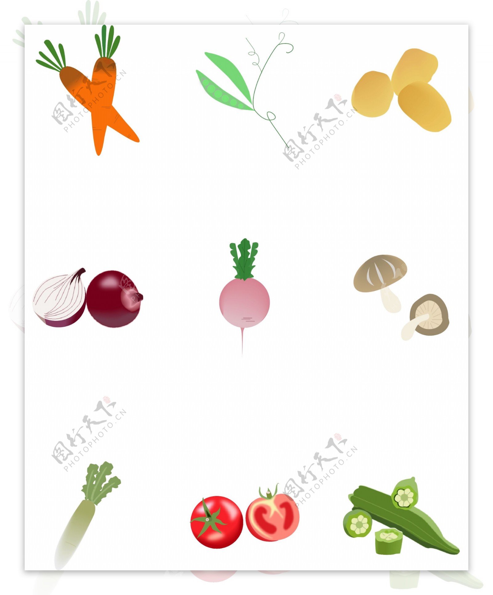 蔬菜矢量卡通素材清新