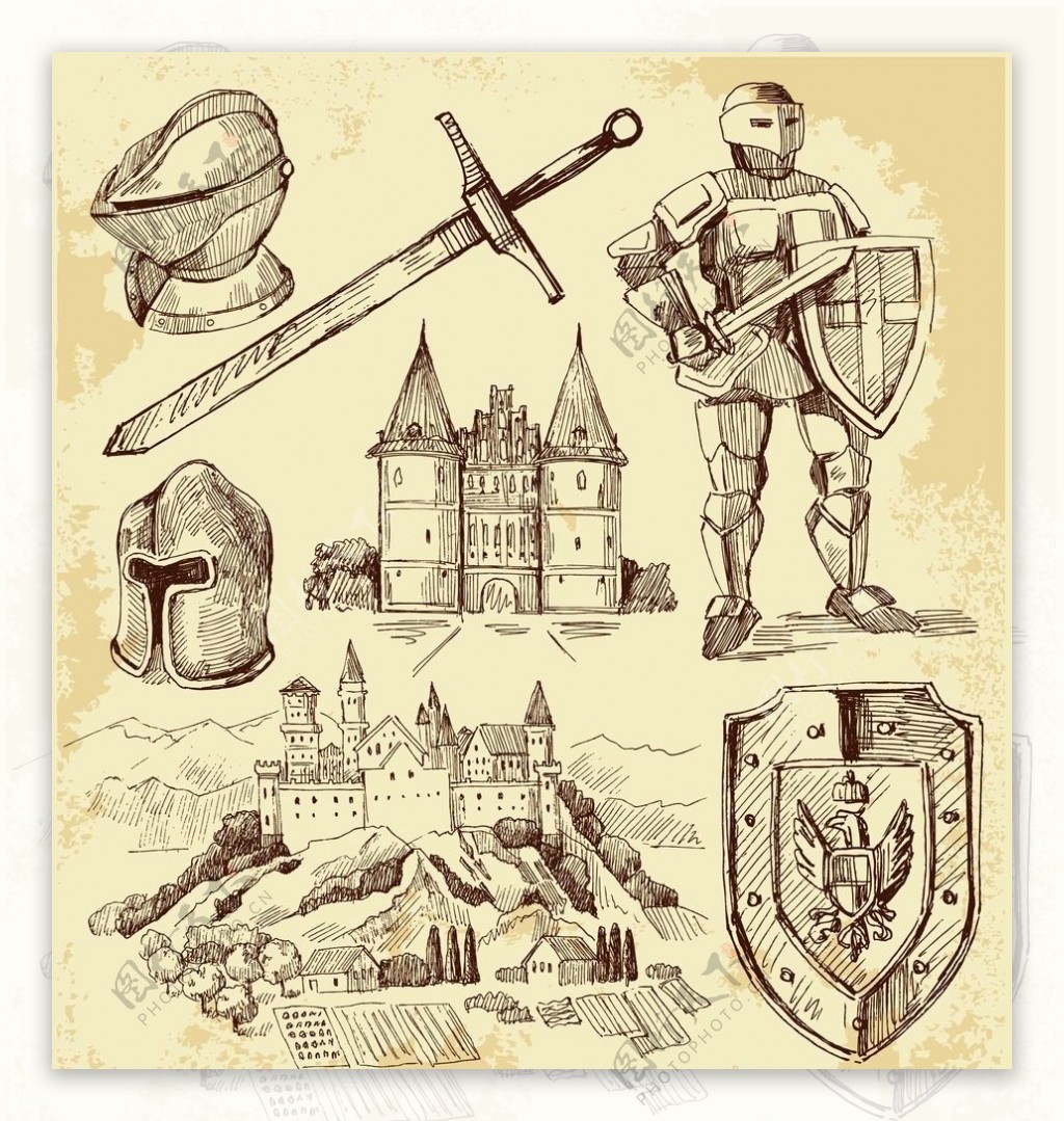 战士盾牌城堡盔甲