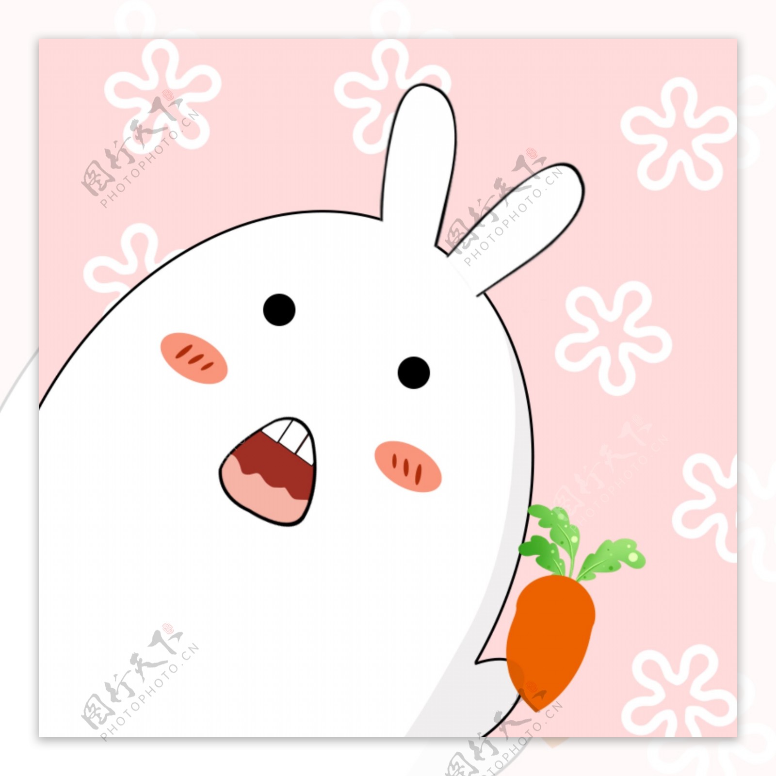 卡通可爱兔兔胡萝卜手绘Q版