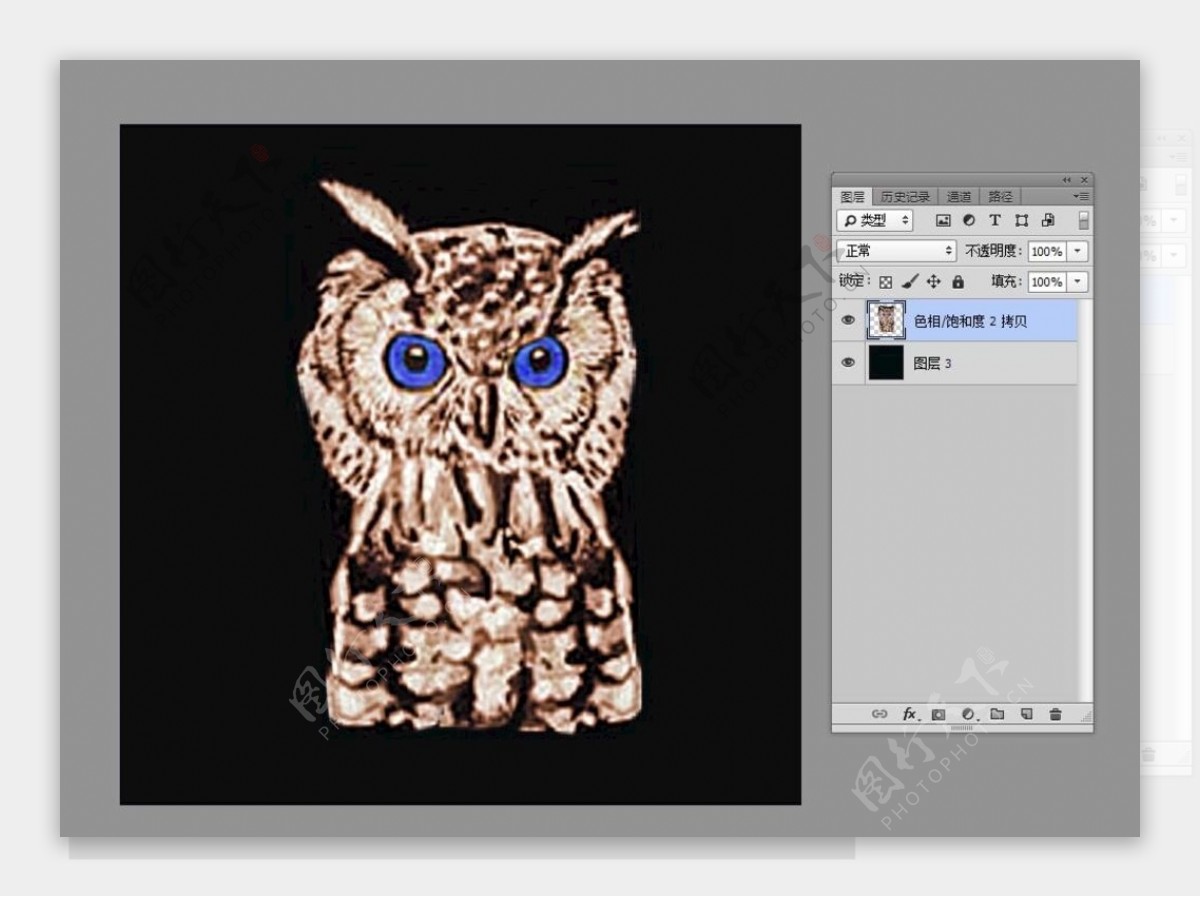 抽象斑驳涂鸦猫头鹰图案设计
