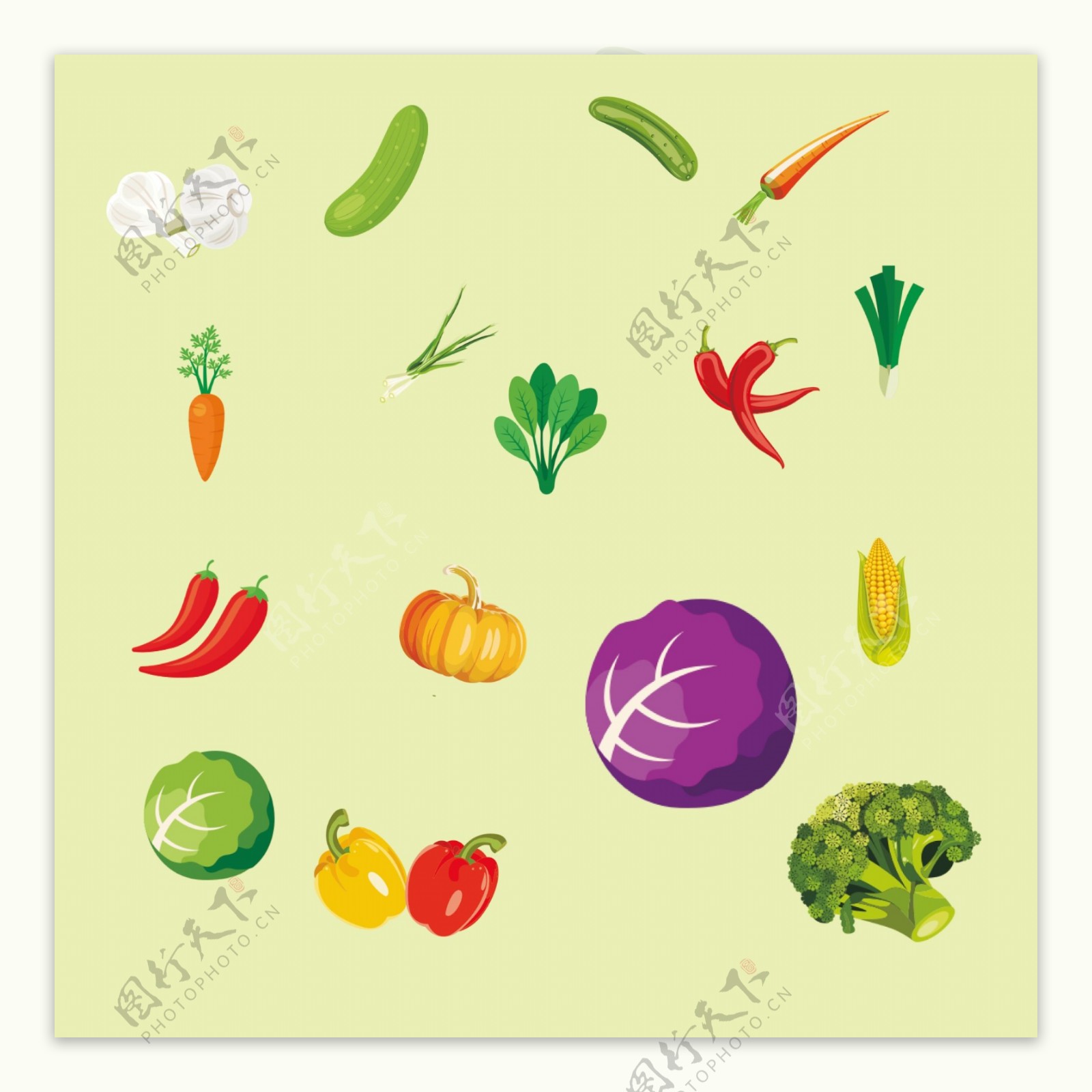 手绘食材卡通蔬菜