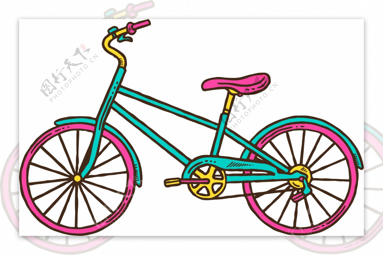 彩绘拼色自行车矢量素材