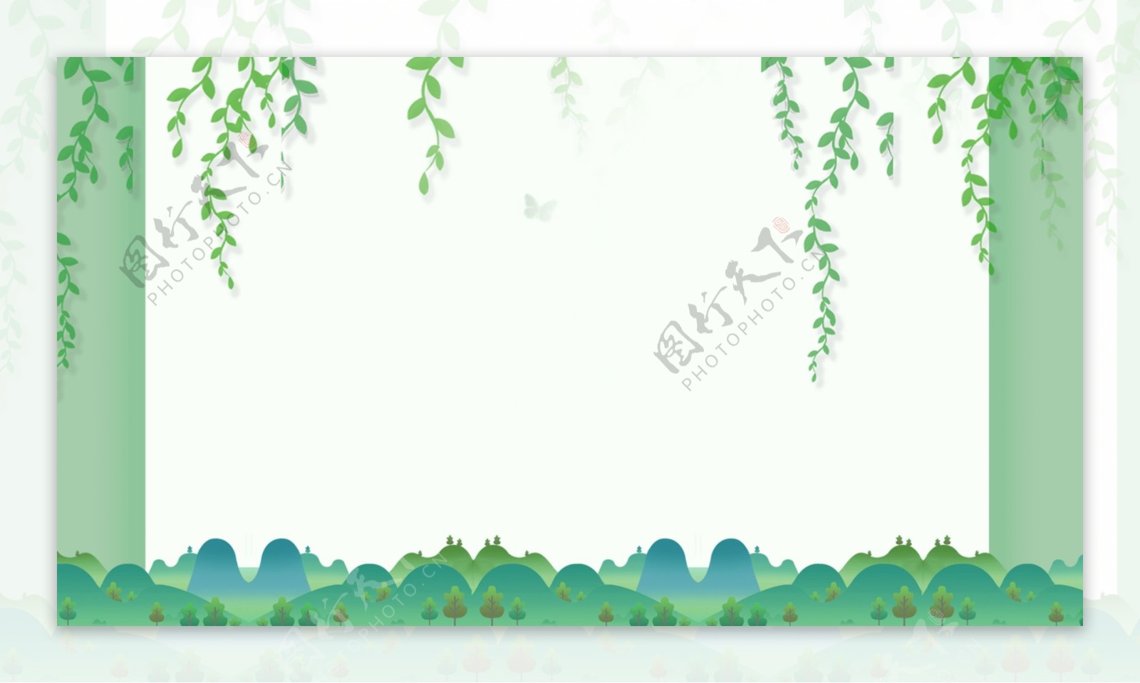 彩绘清新春季植物背景设计