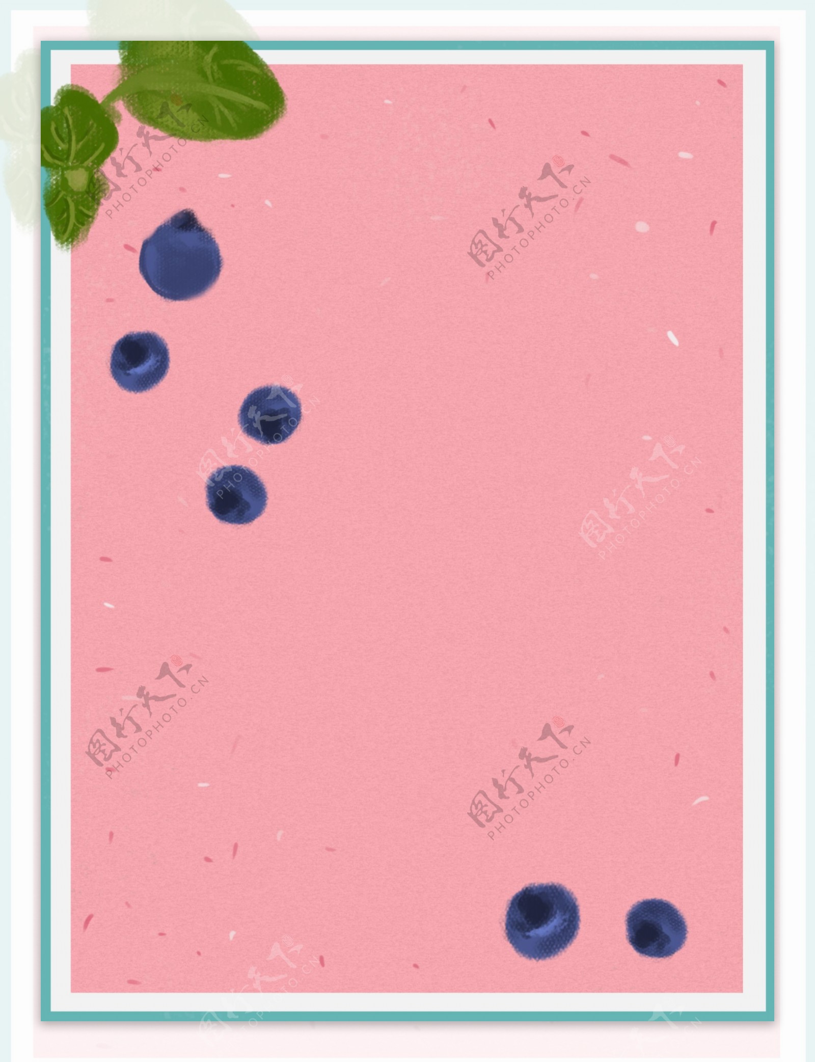 小清新水果蓝莓手绘背景