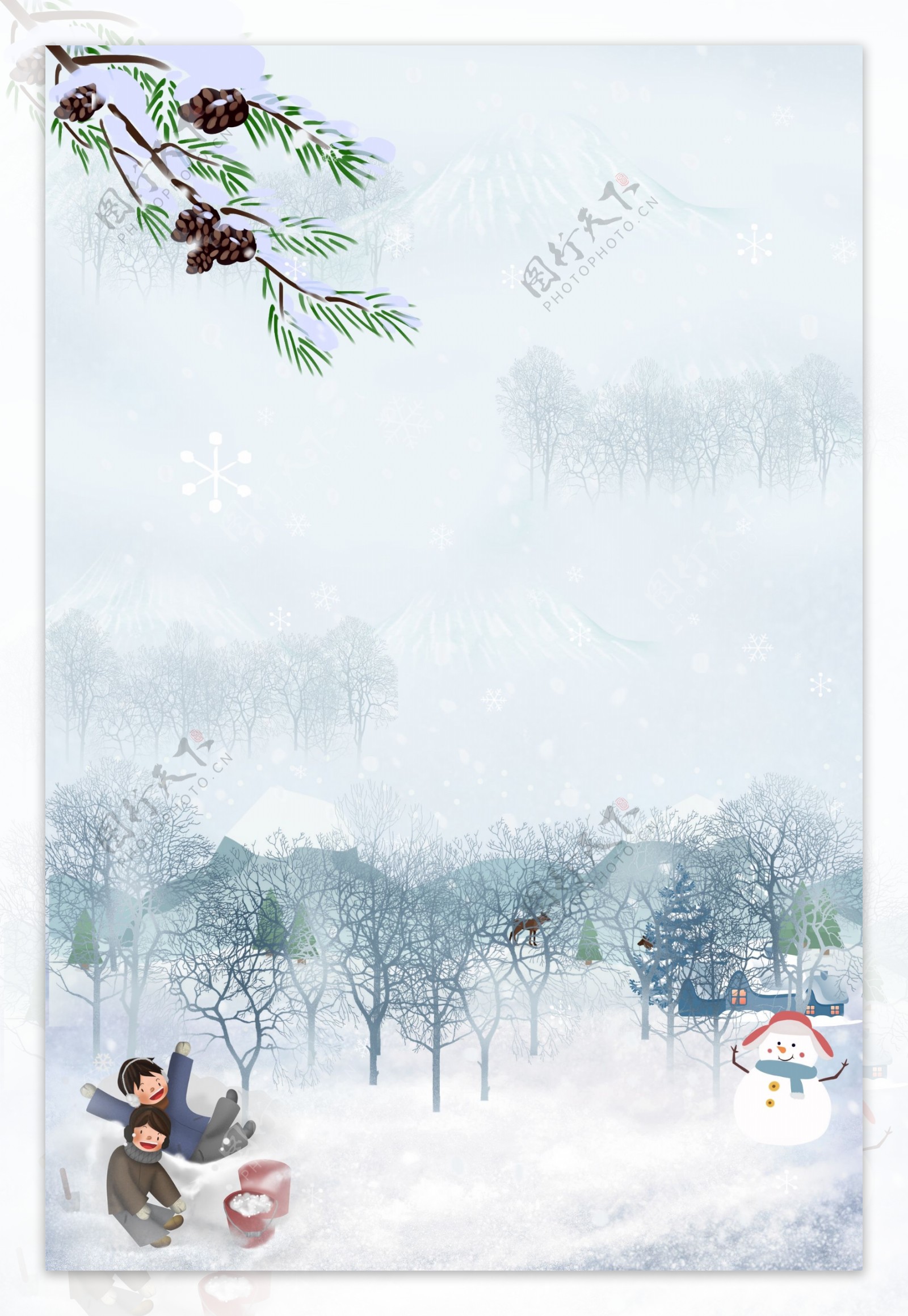 唯美浪漫冬季雪景广告设计