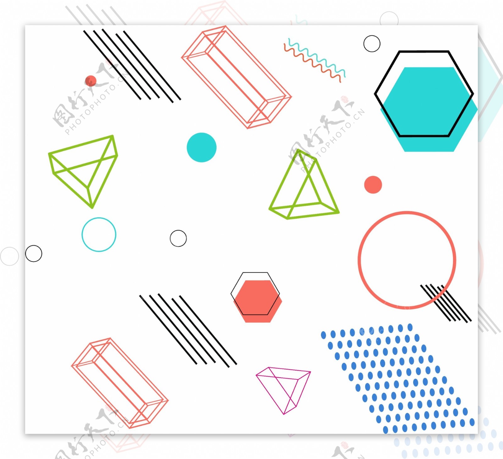 简约几何图案孟菲斯免抠