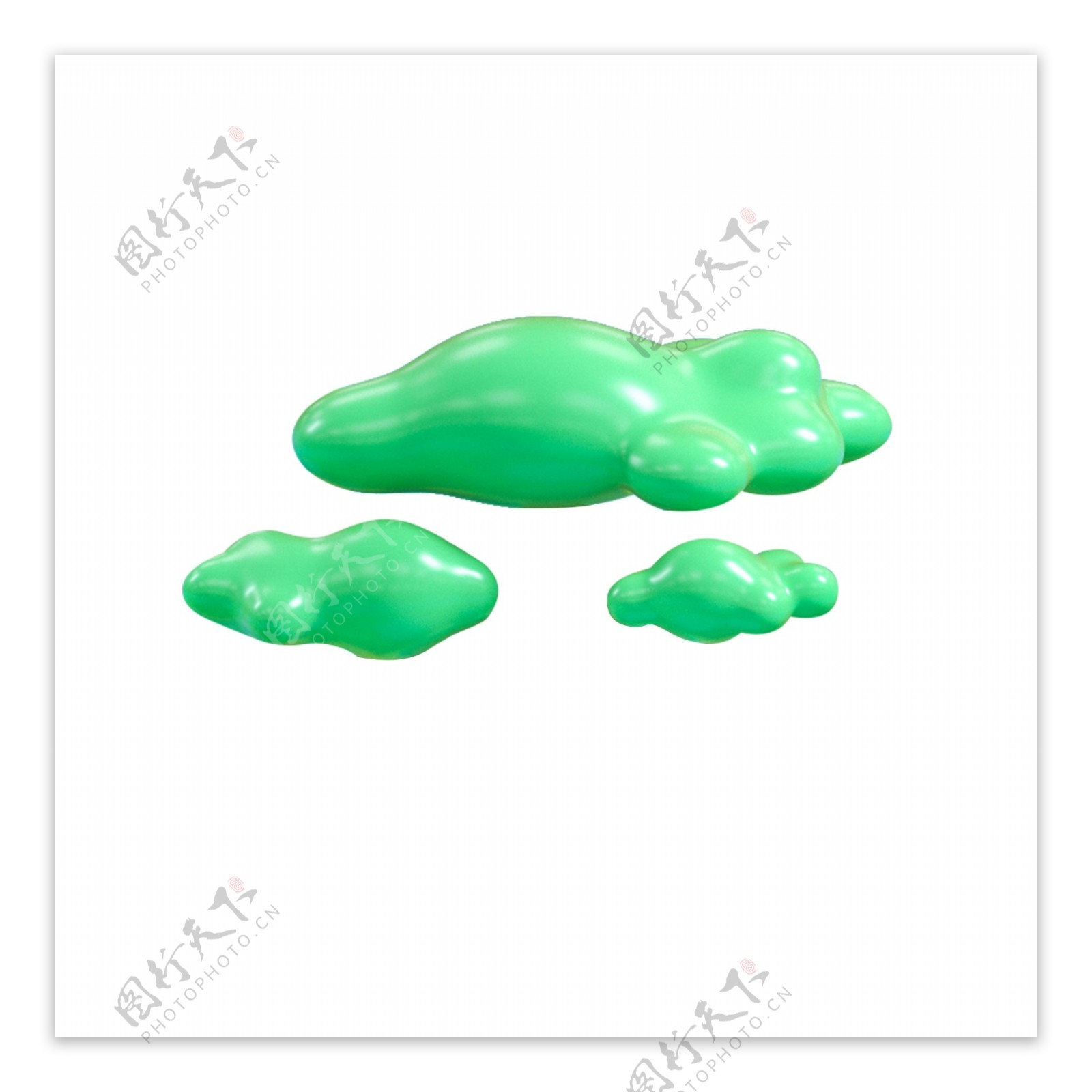 绿色圆润漂浮的云朵元素