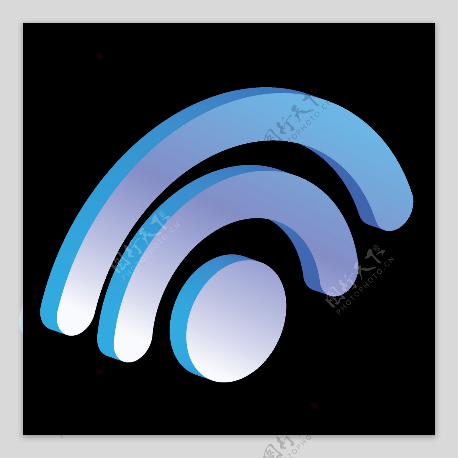 2.5D创意蓝色无线WIFI免抠图