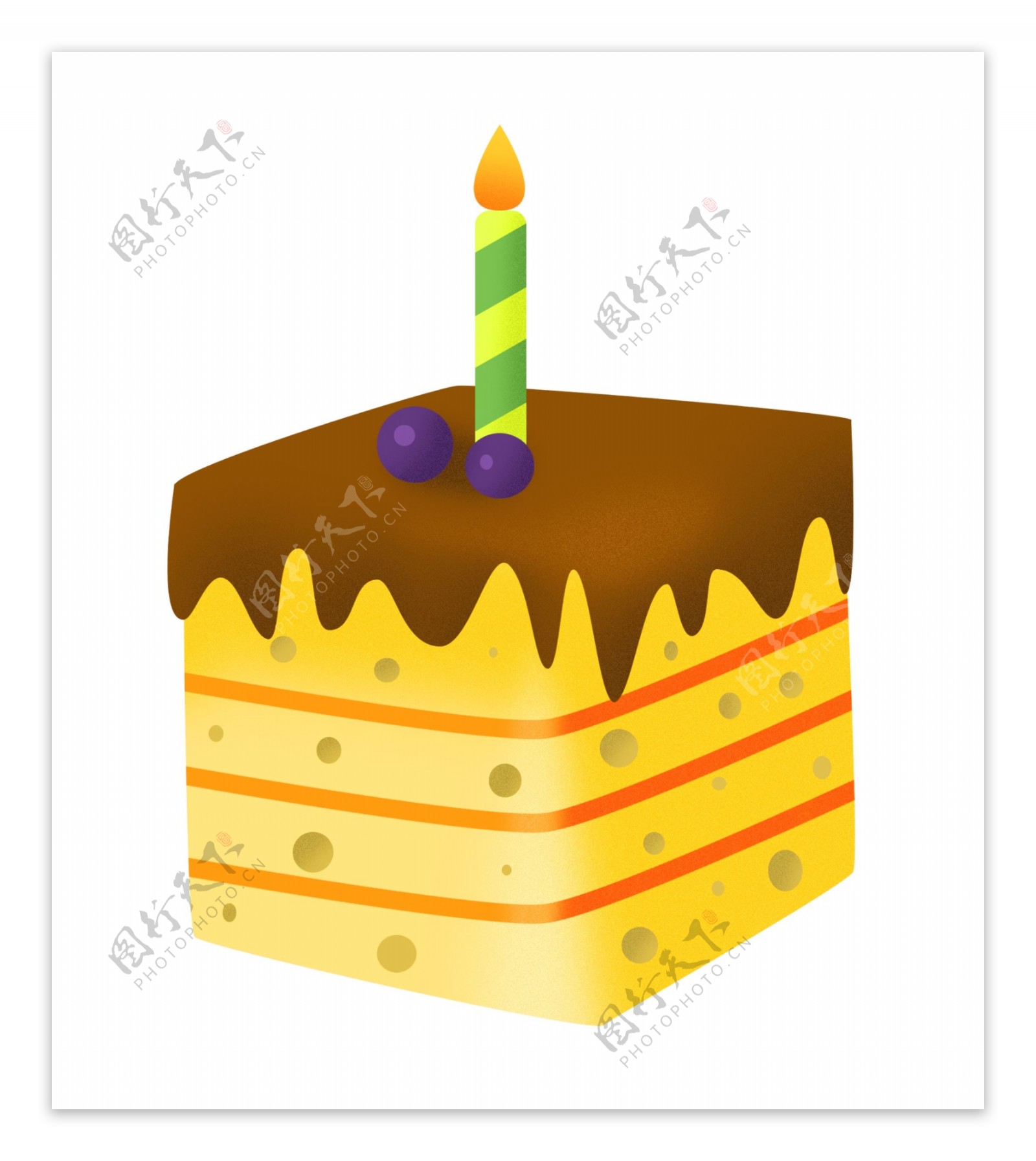 黄色方形生日蛋糕