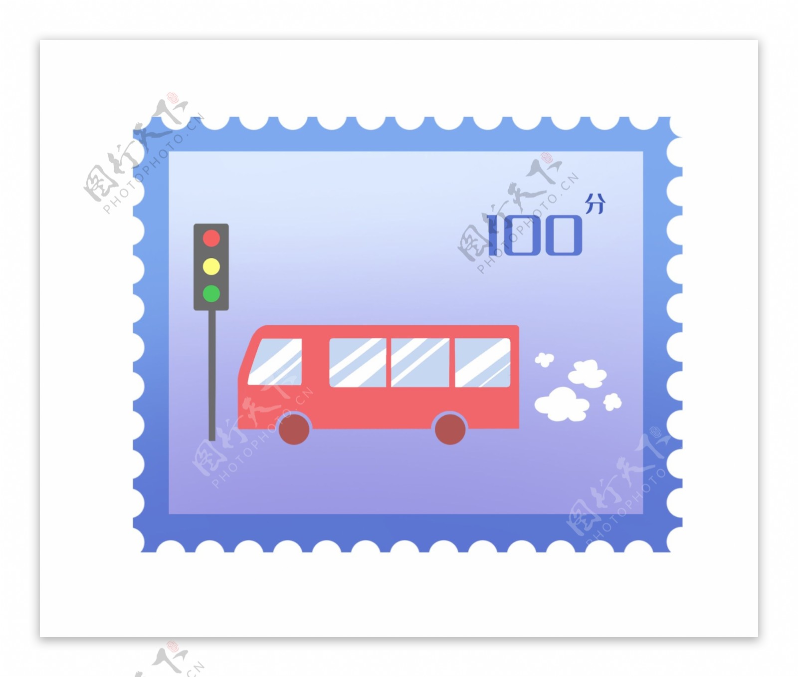 红色公交车邮票