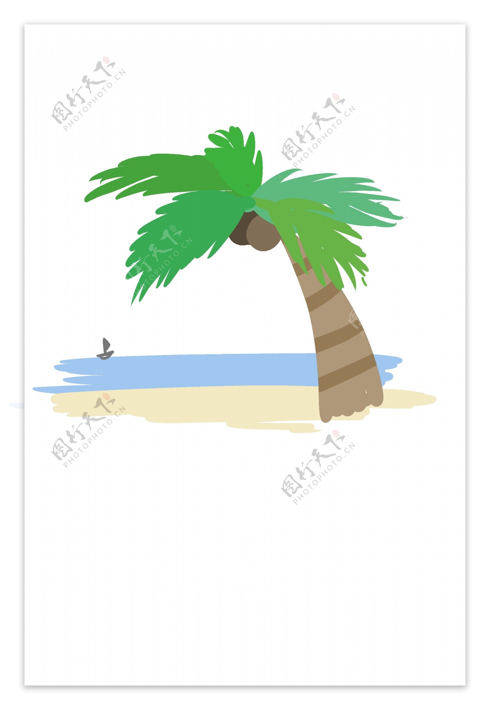 夏季沙滩椰子树PNG