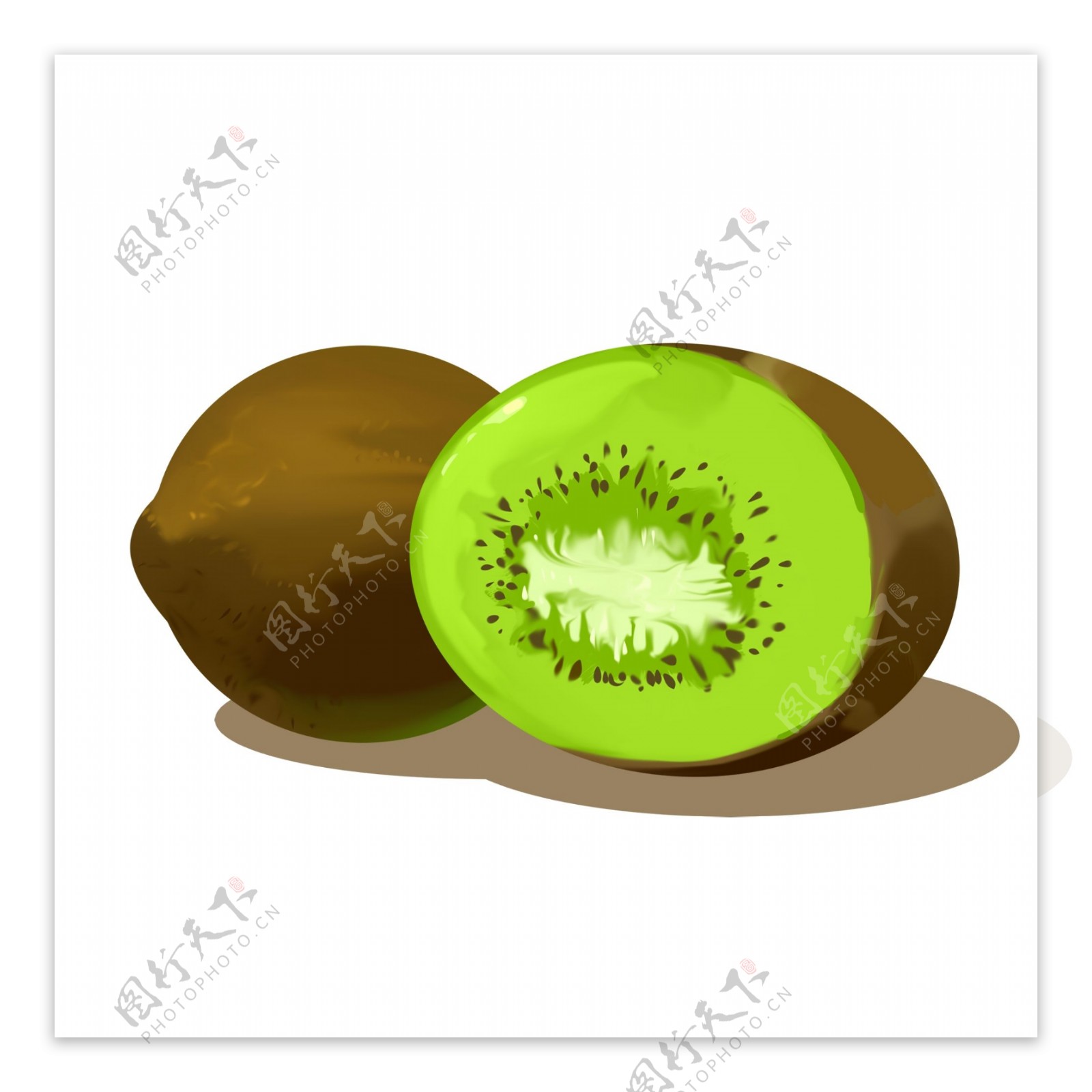 手绘自然夏季水果绿色猕猴桃免抠png装饰