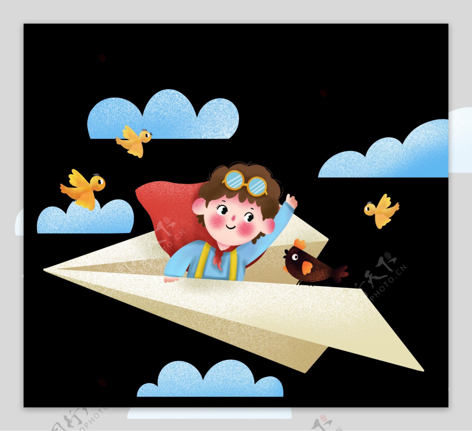 儿童节儿童坐飞机儿童png免抠图