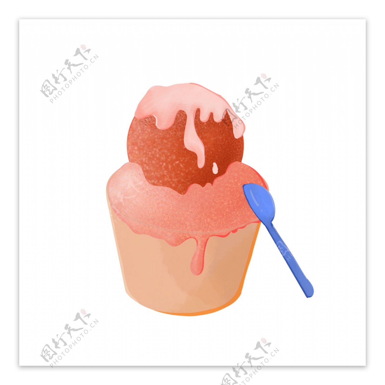 夏日粉色清新平面设计冰淇凌