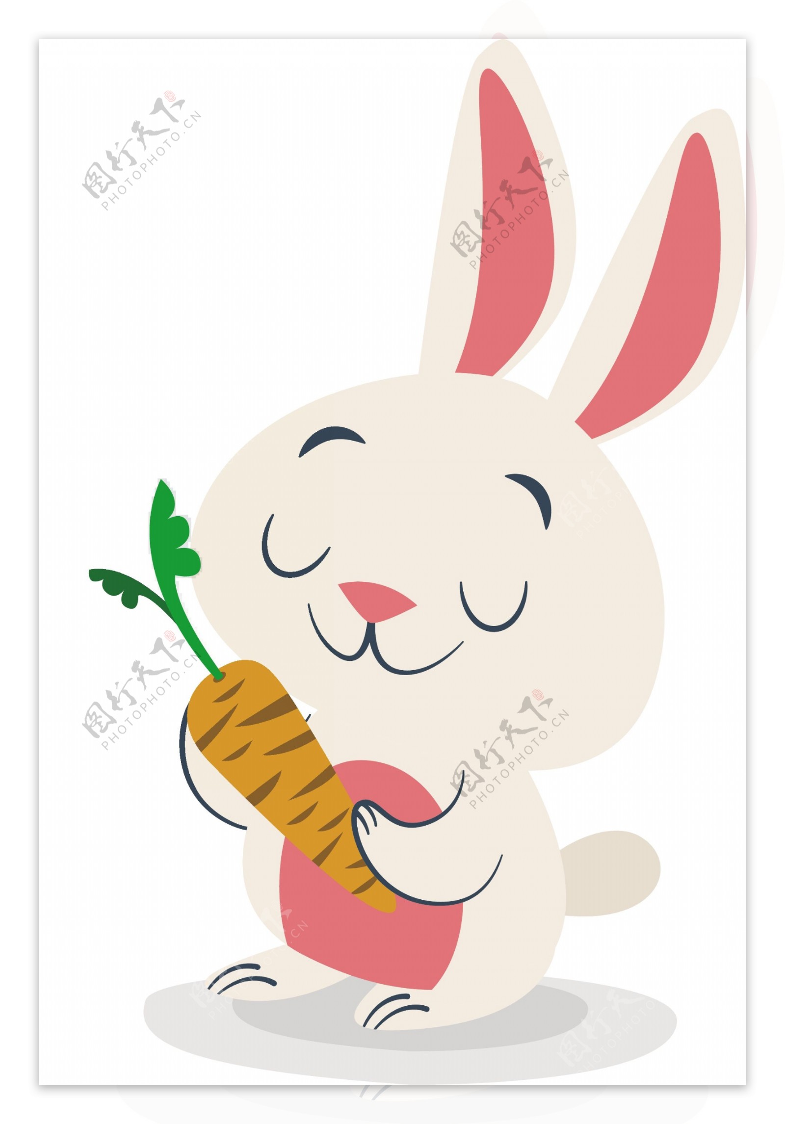 可爱的小白兔拿着胡萝卜插画图片素材_ID:417754045-Veer图库