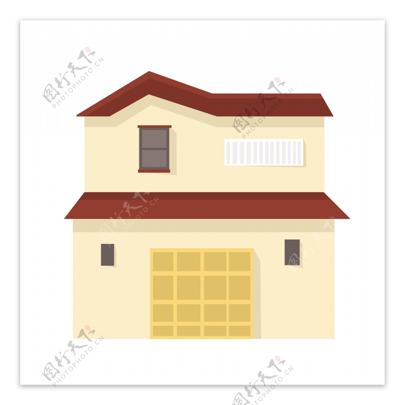 米黄色建筑房屋插画