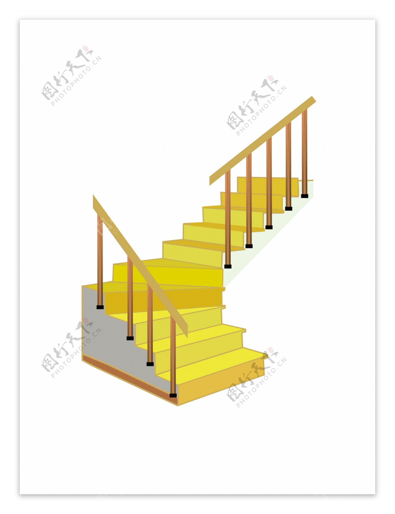 黄色的建筑楼梯插画