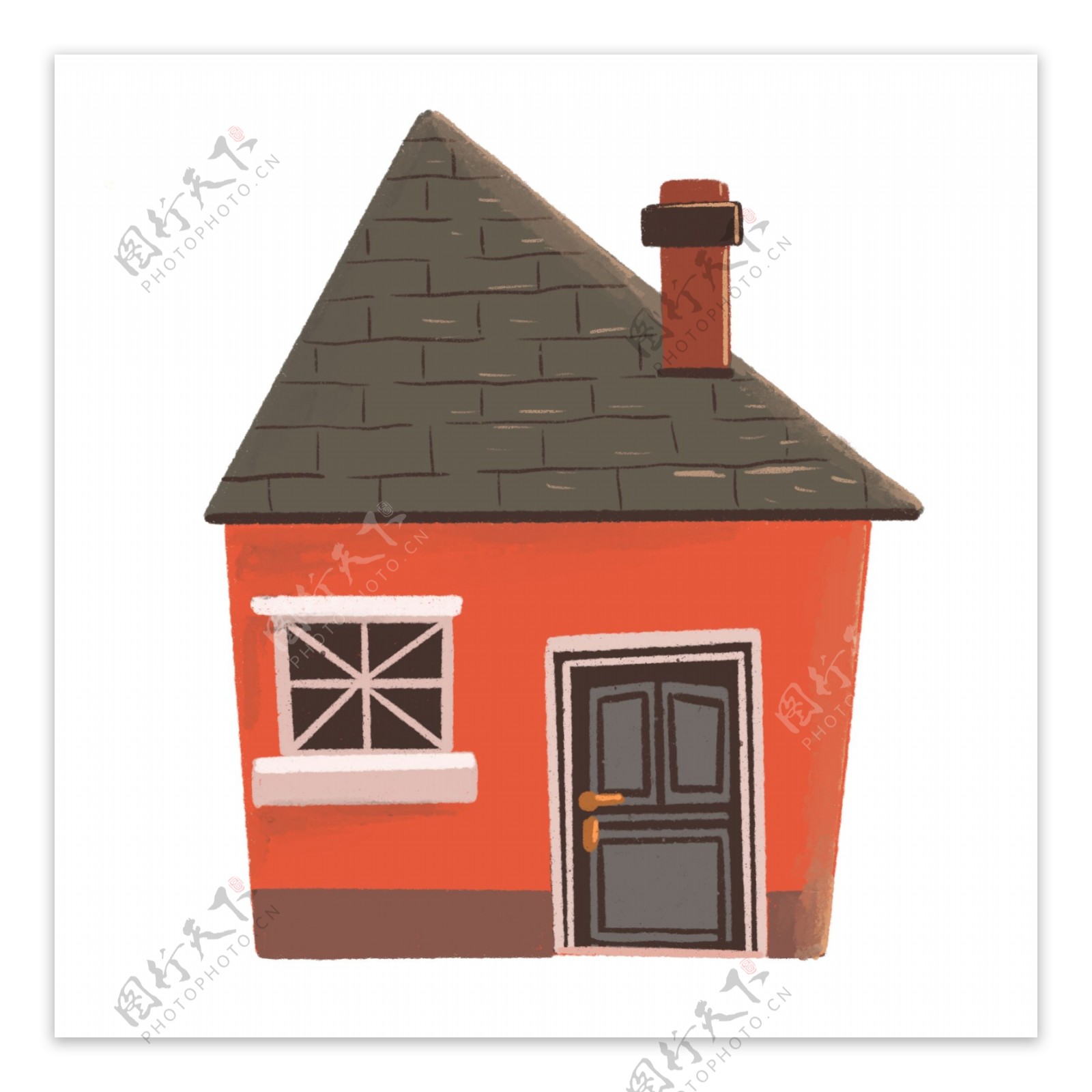 橙色的房屋建筑插画