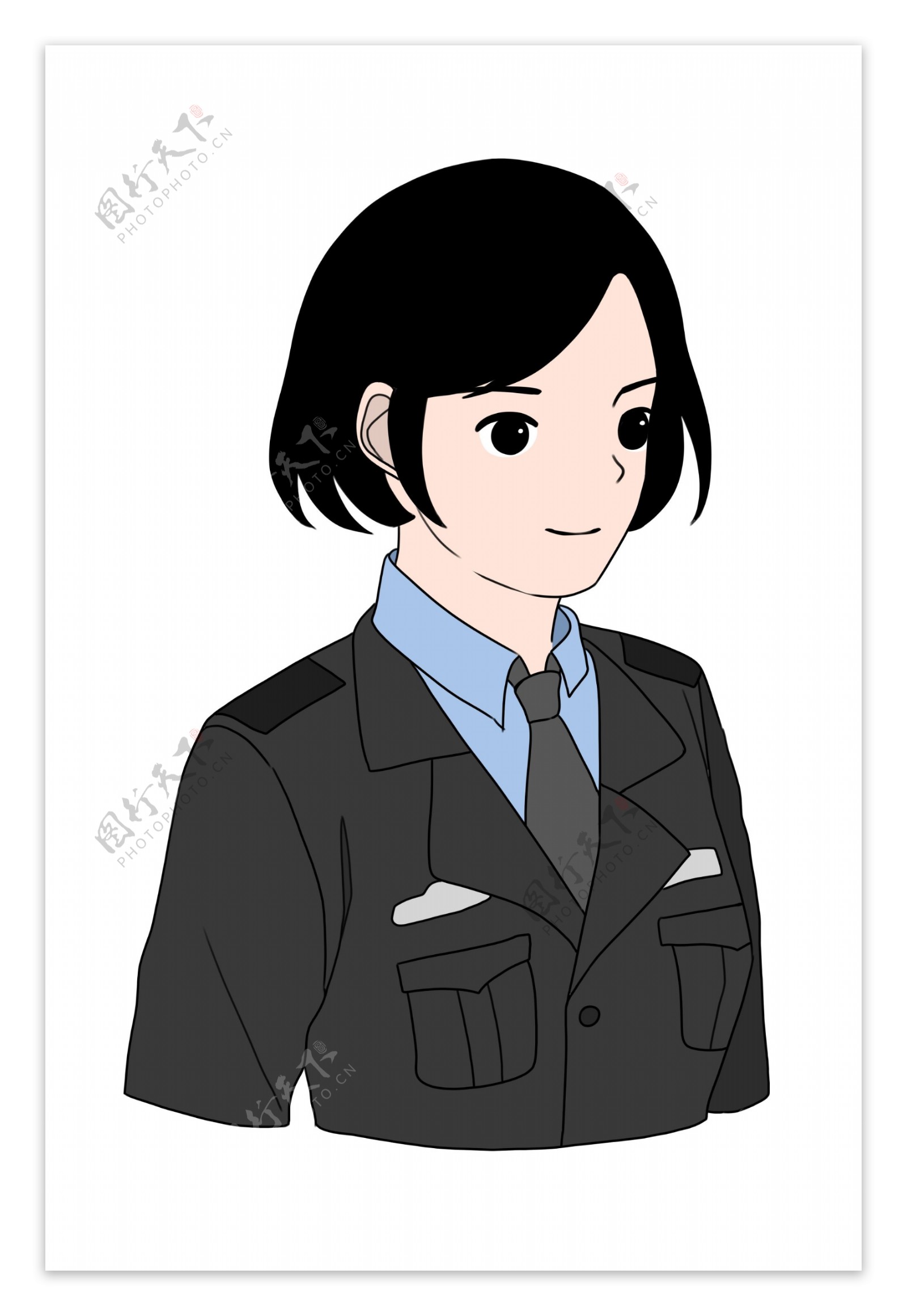 女警察的卡通插画
