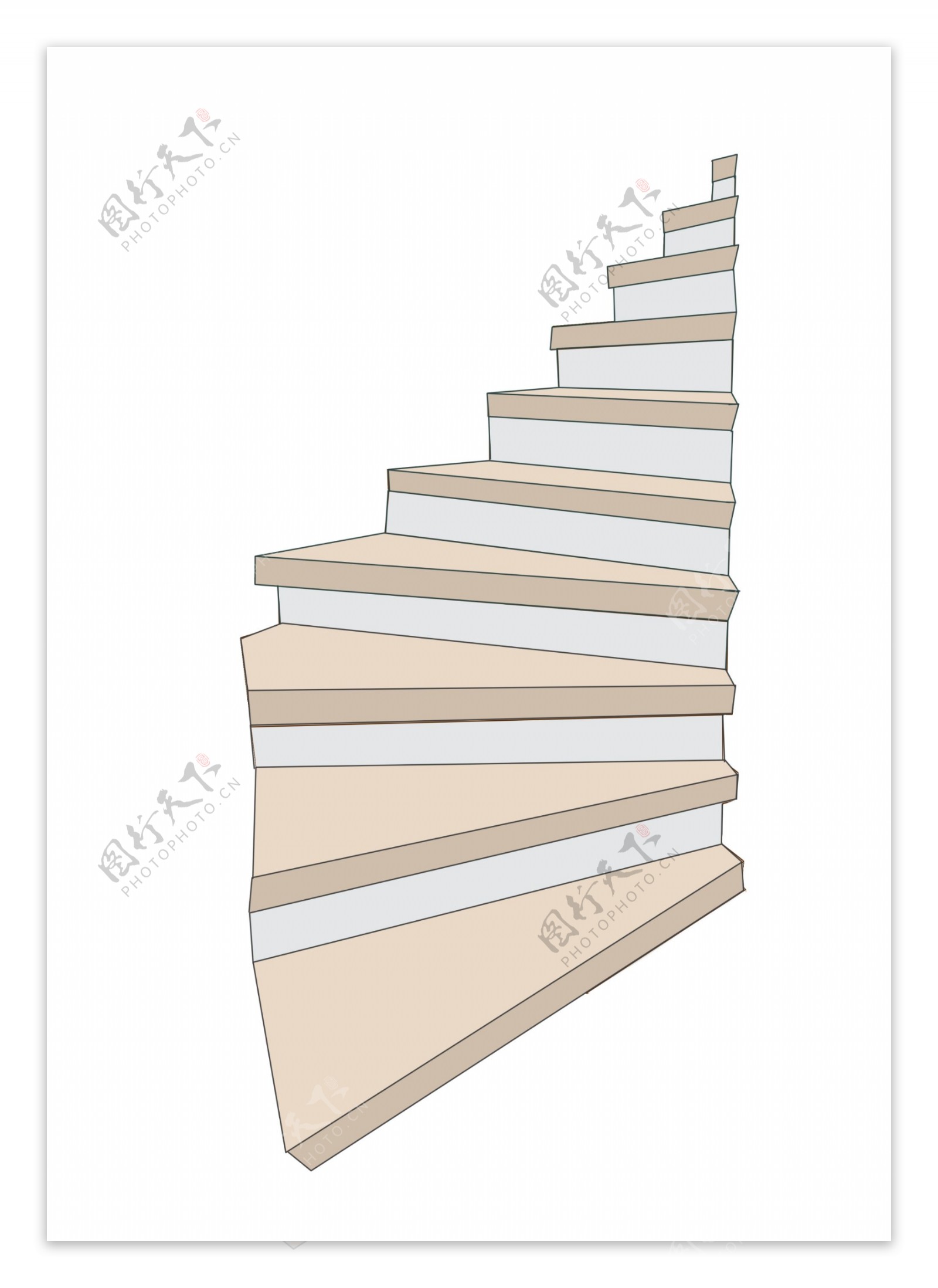 旋转的木质楼梯插画