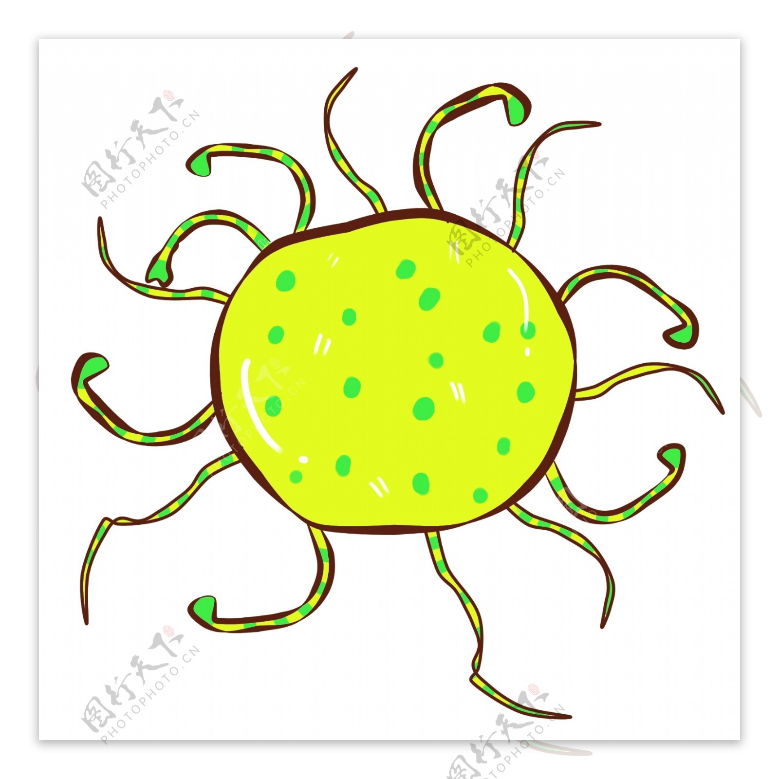 黄色的毛球卡通细菌