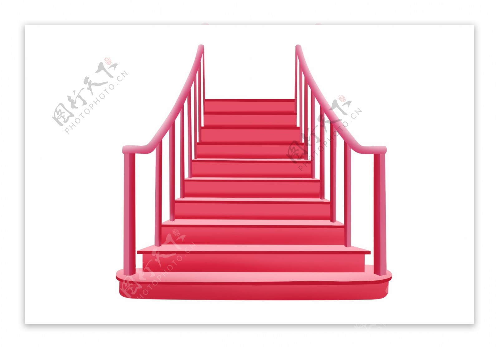 精美的红色楼梯插画