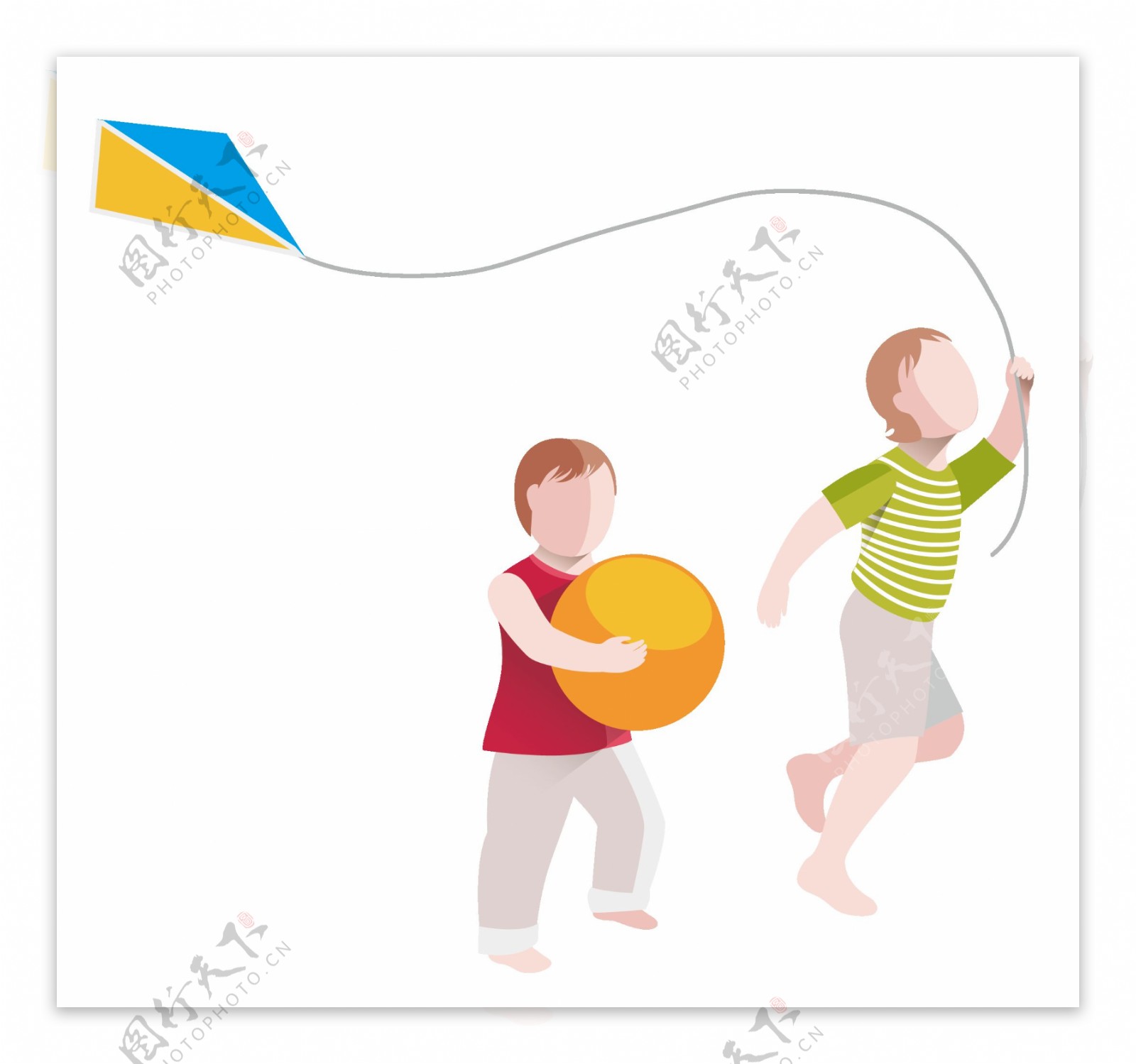 儿童节放风筝的小孩