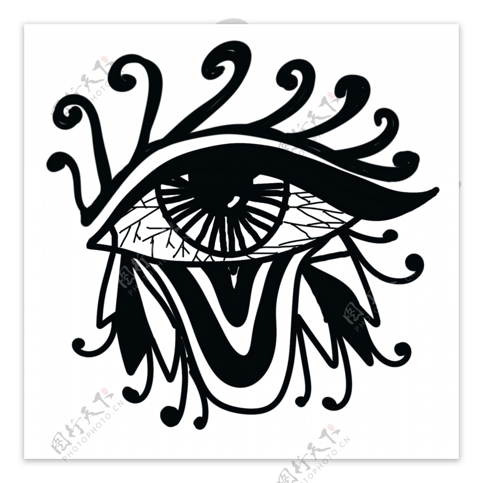 眼睛纹身装饰插画