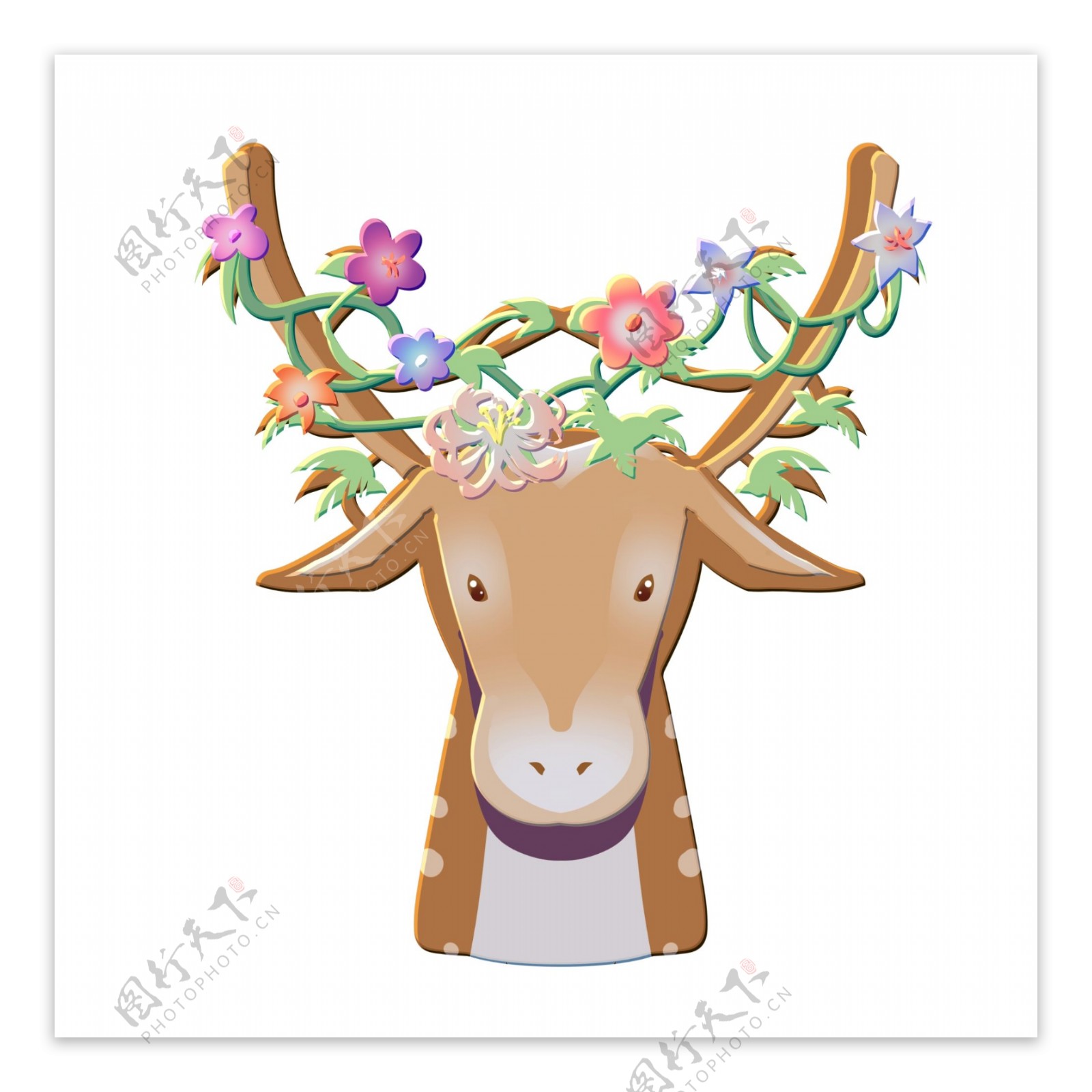 花环和小鹿装饰插画