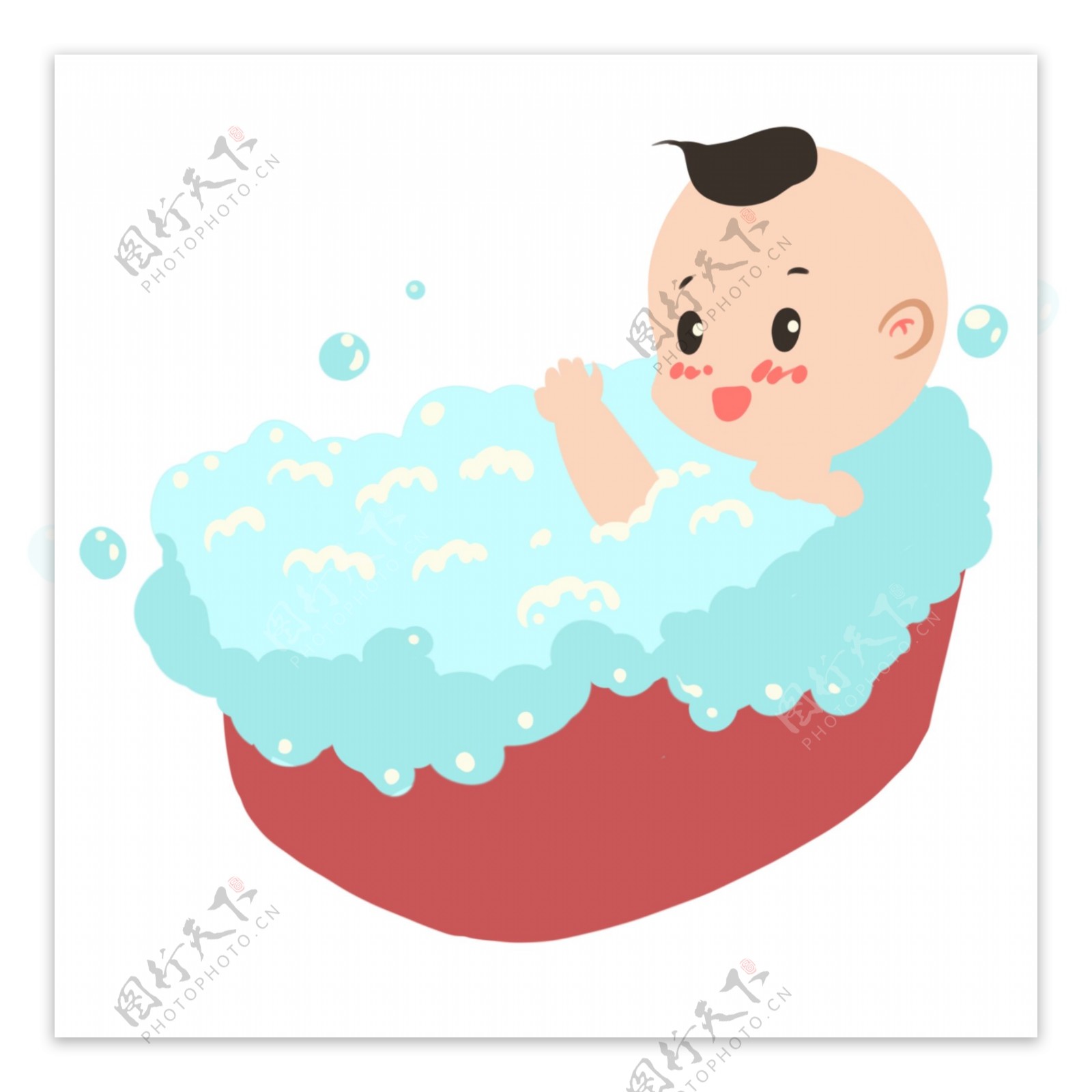 婴儿浴盆装饰插画