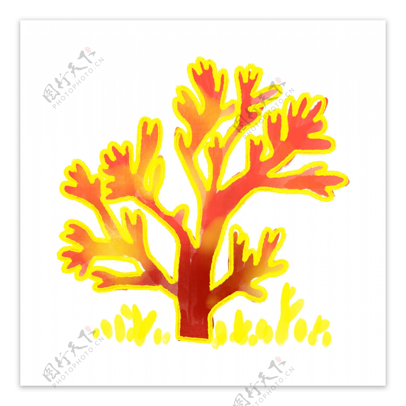 黄色的珊瑚装饰插画
