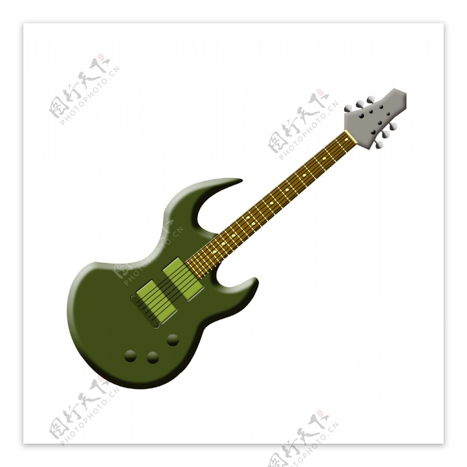 绿色的吉他装饰插画