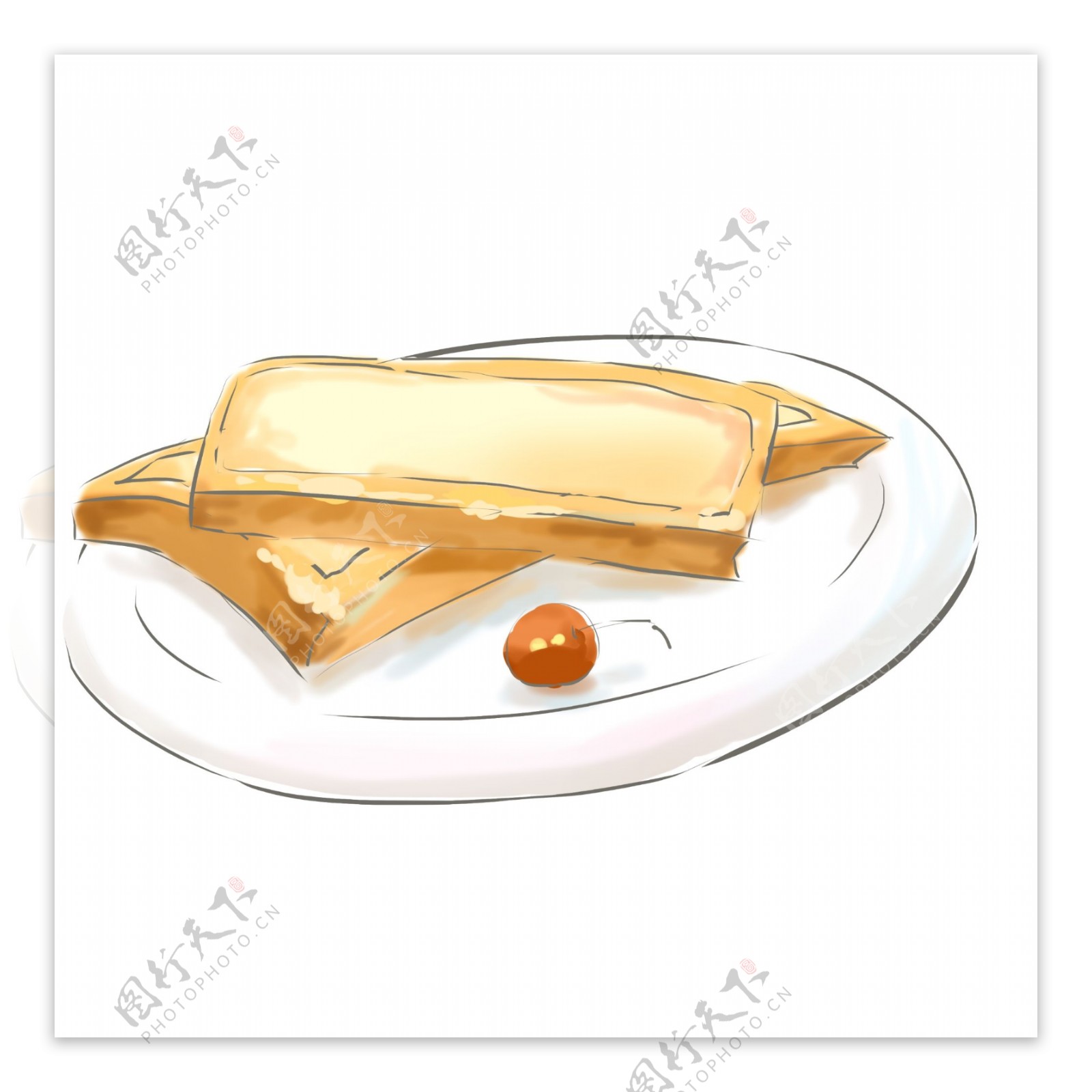 一盘面包早餐插画